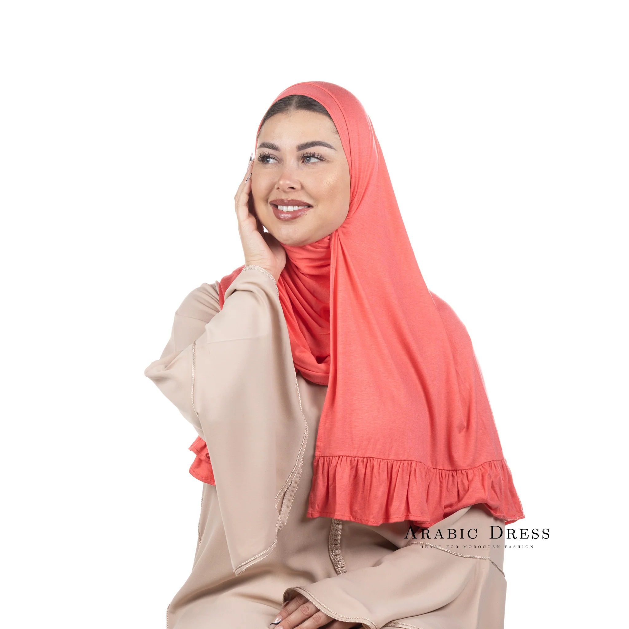 Jersey Hijab Luna Brick Pink - Image 2