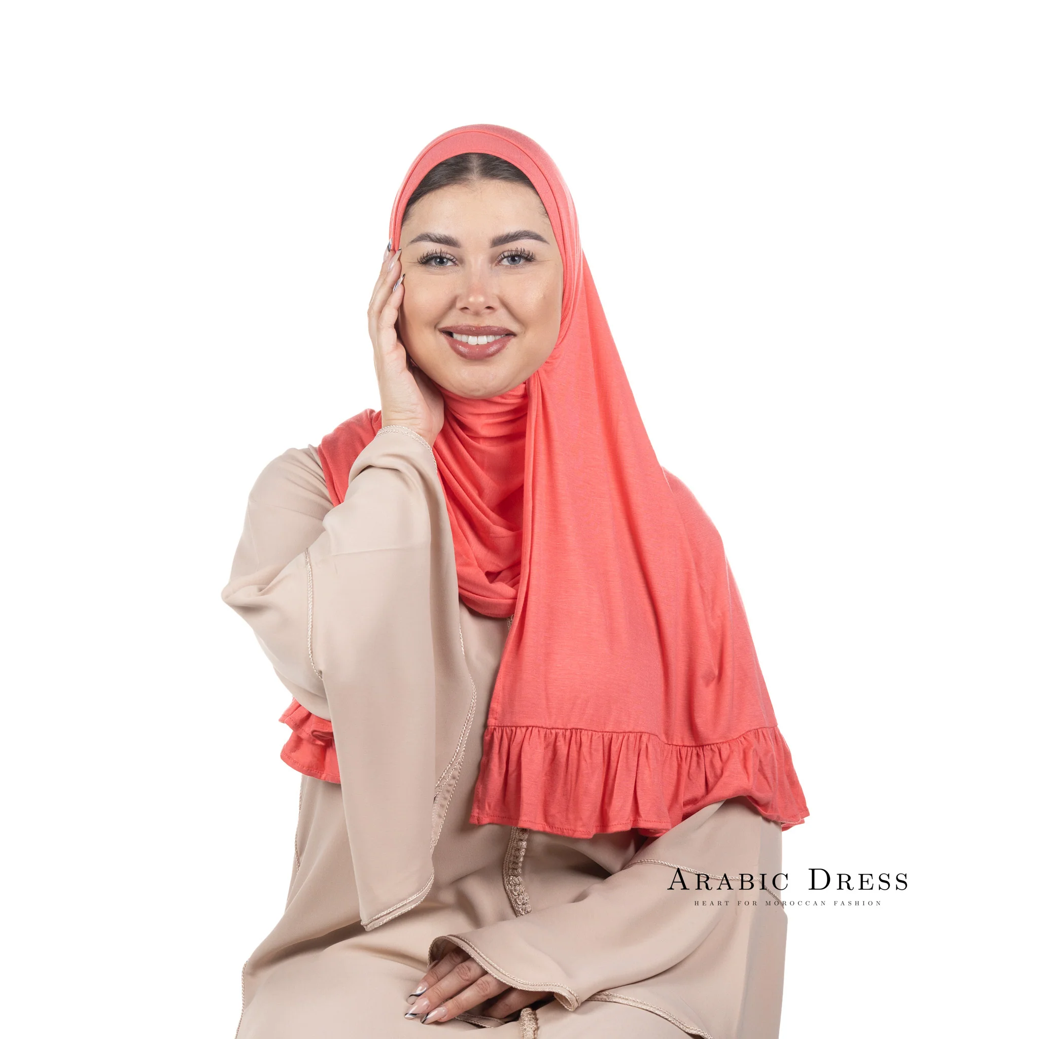 Jersey Hijab Luna Brick Pink - Image 3