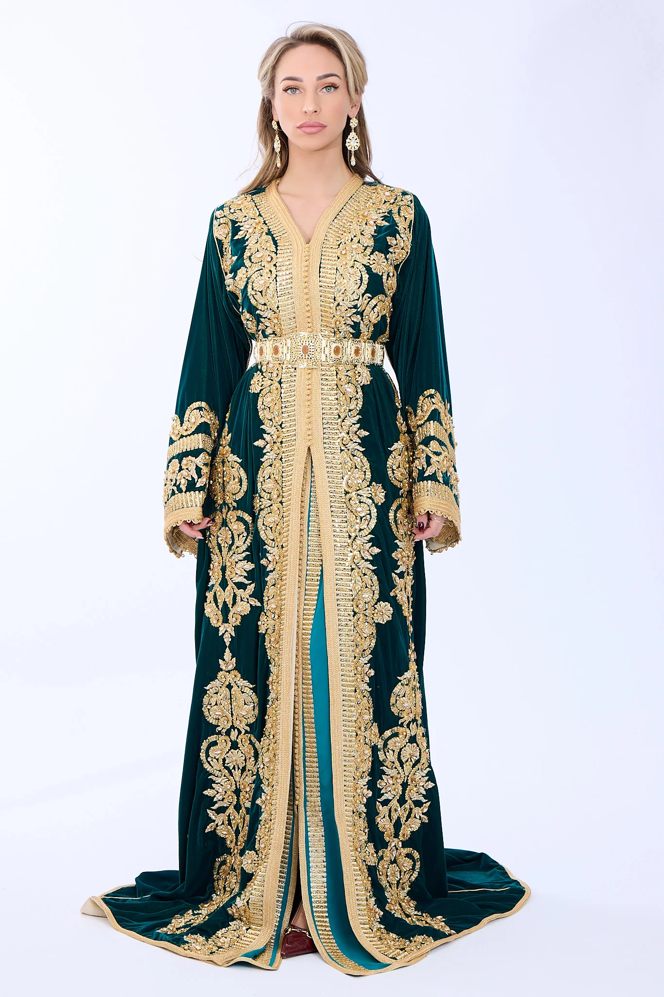 Exclusieve Caftan Haya Teal - Image 2