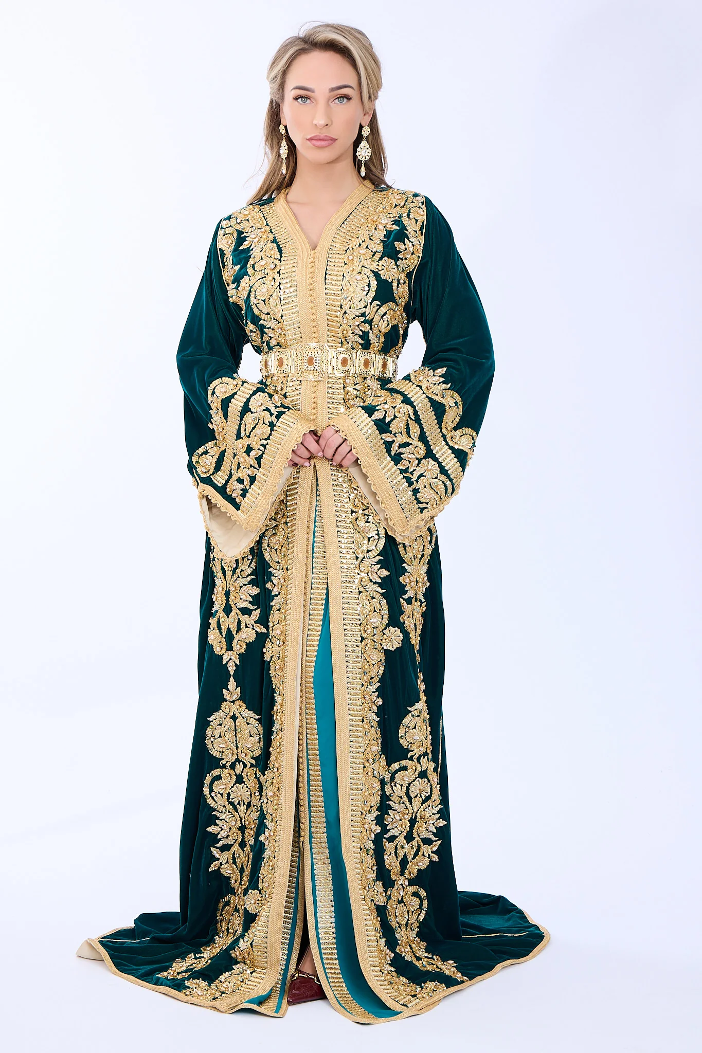 Exclusieve Caftan Haya Teal - Image 3
