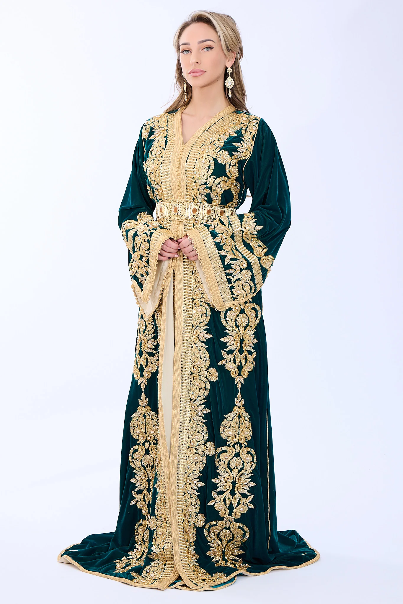 Exclusieve Caftan Haya Teal - Image 4