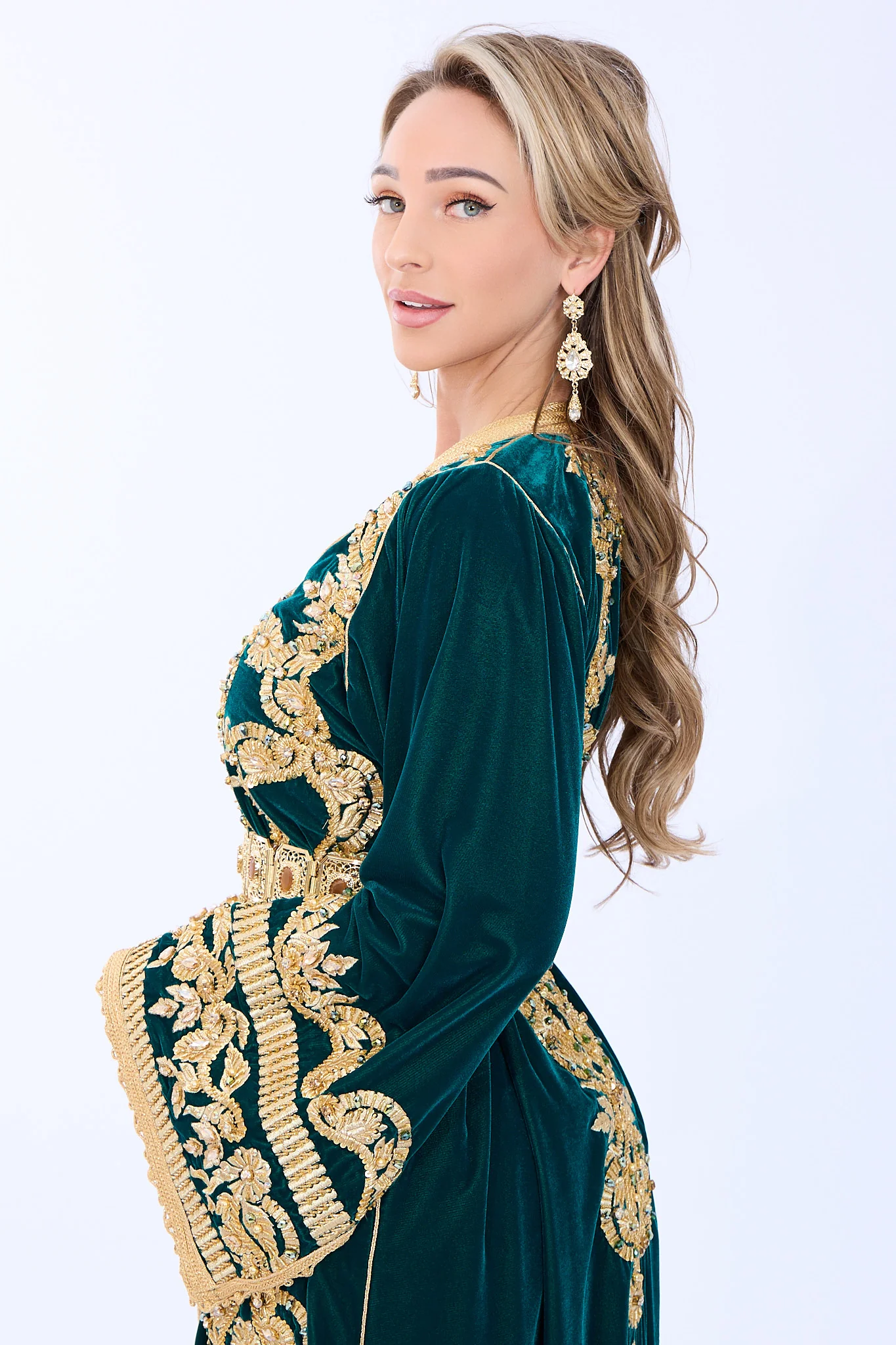 Exclusieve Caftan Haya Teal - Image 6
