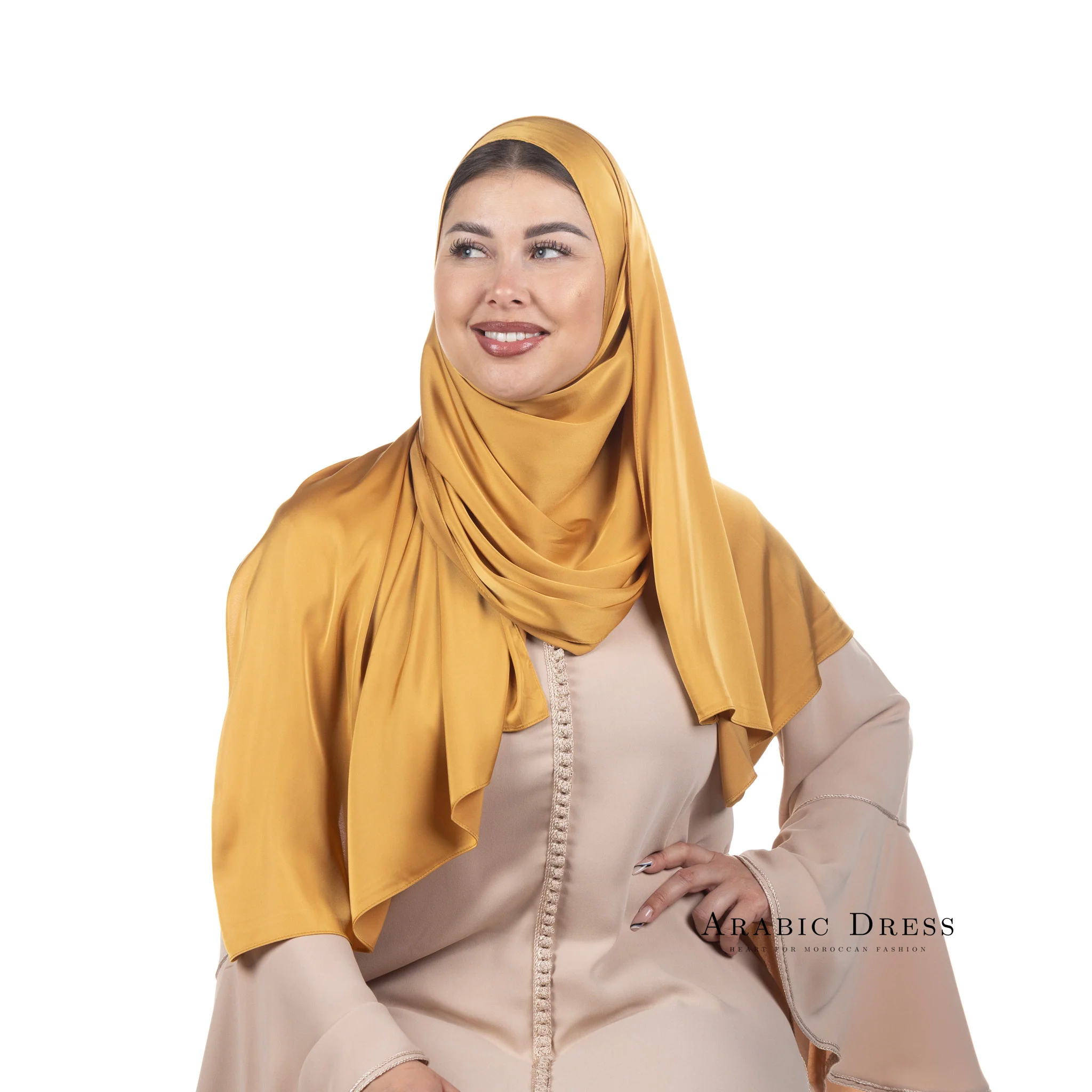 Hijab Lussi Satin Mustard - Image 3