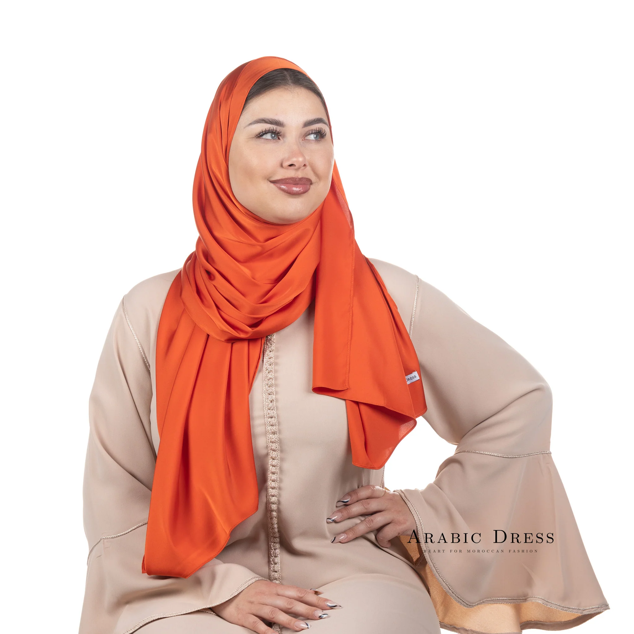 Hijab Lussi Satin Orange - Image 2