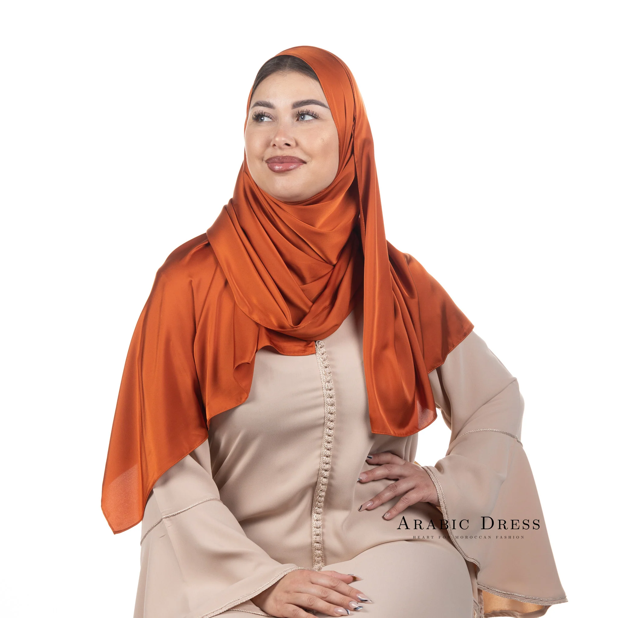 Hijab Lussi Satin Orange Red - Image 3