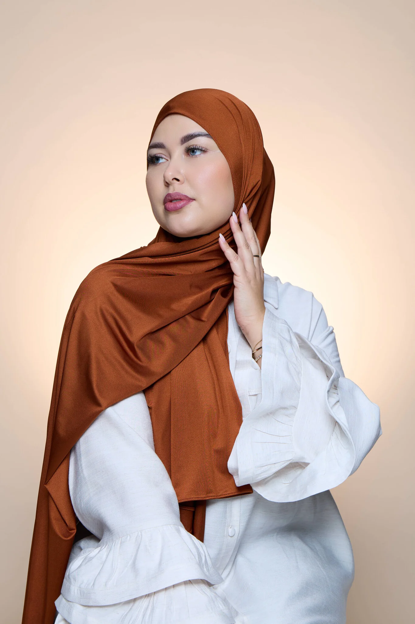 Hijab Premium Satin Mae Burnt Orange - Image 2