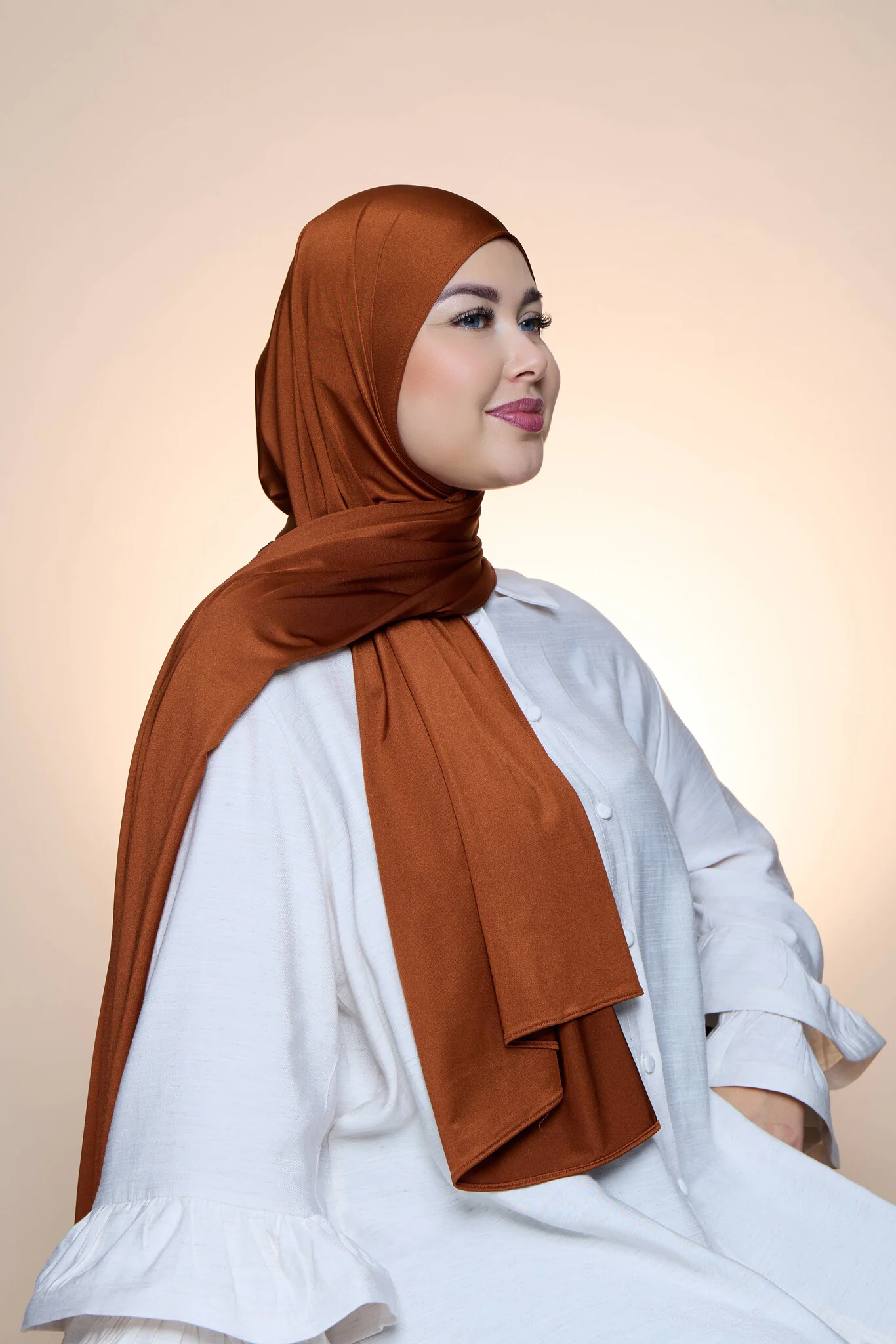 Hijab Premium Satin Mae Burnt Orange - Image 3
