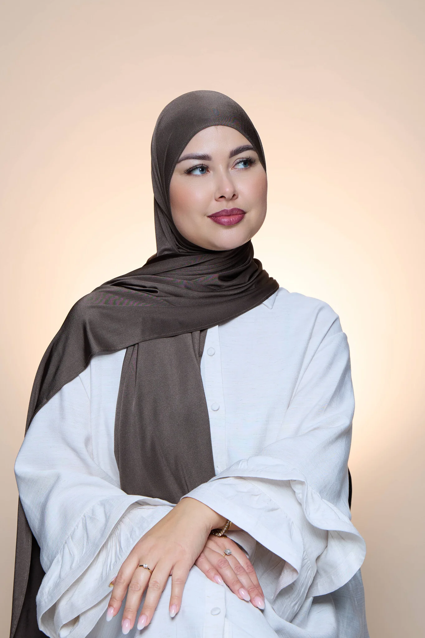 Hijab Premium Satin Mae Darkolive Green - Image 2