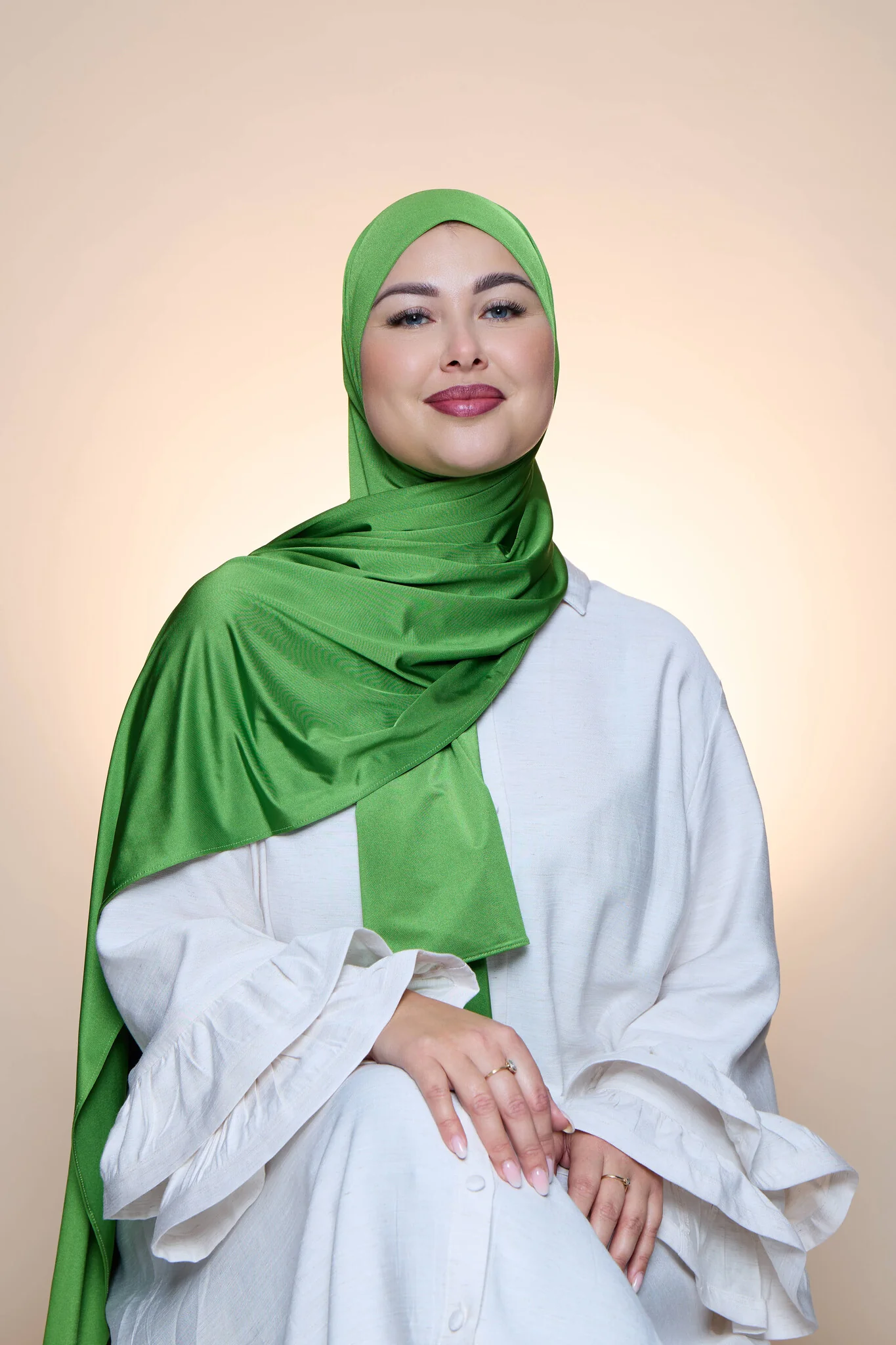 Hijab Premium Satin Mae Green - Image 2