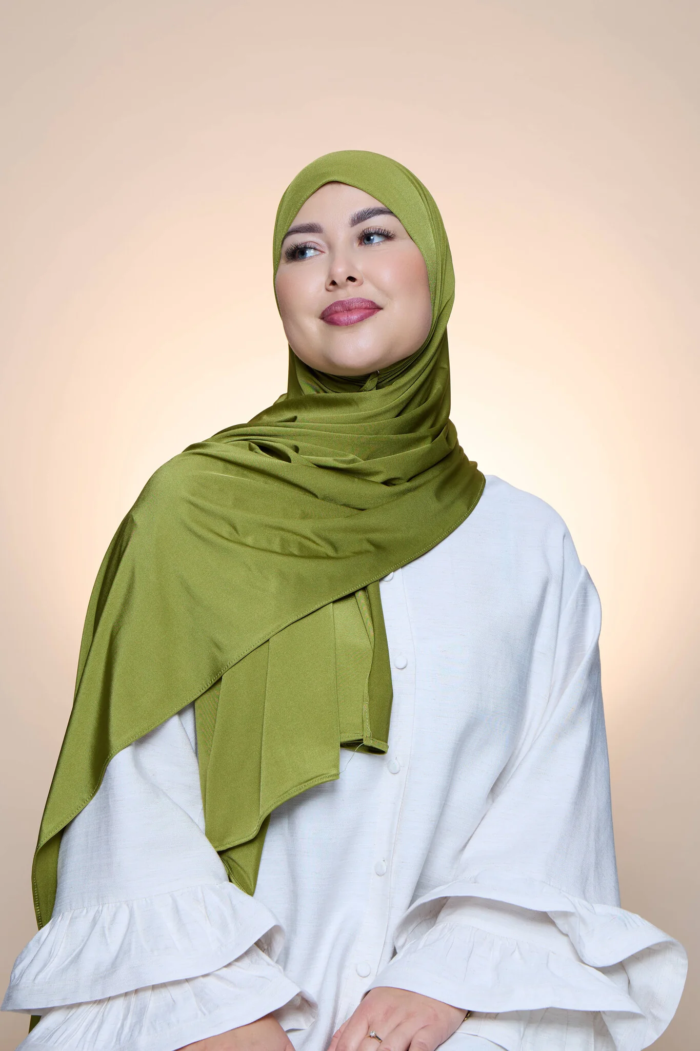 Hijab Premium Satin Mae Olive Green