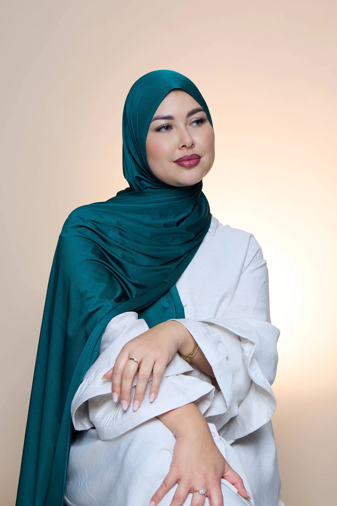Hijab Premium Satin Mae Pine Green - Image 2