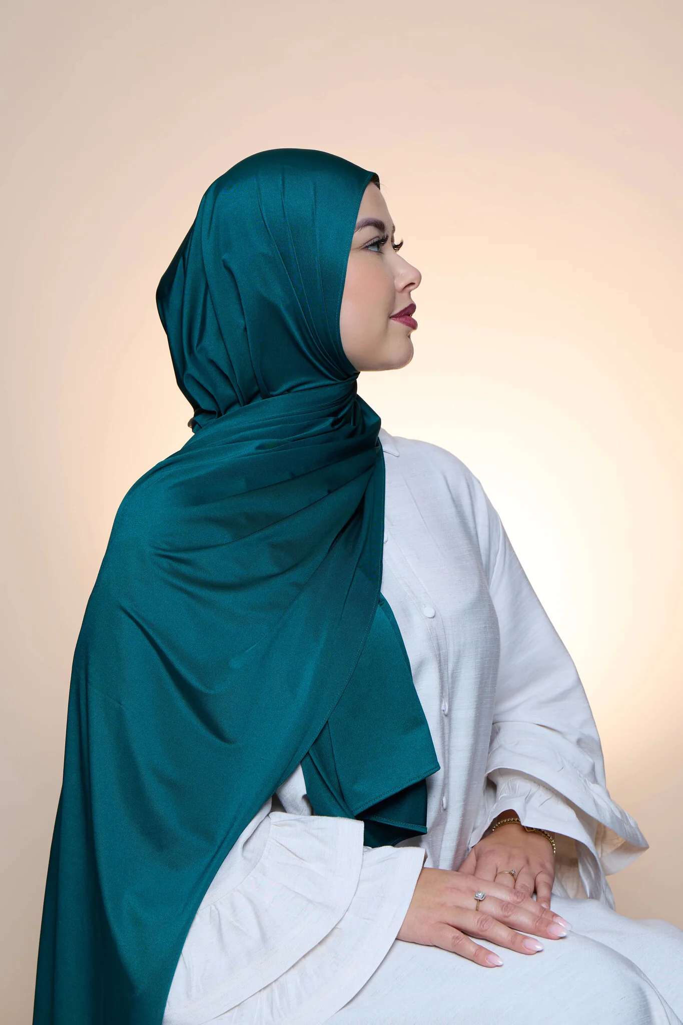 Hijab Premium Satin Mae Pine Green - Image 3