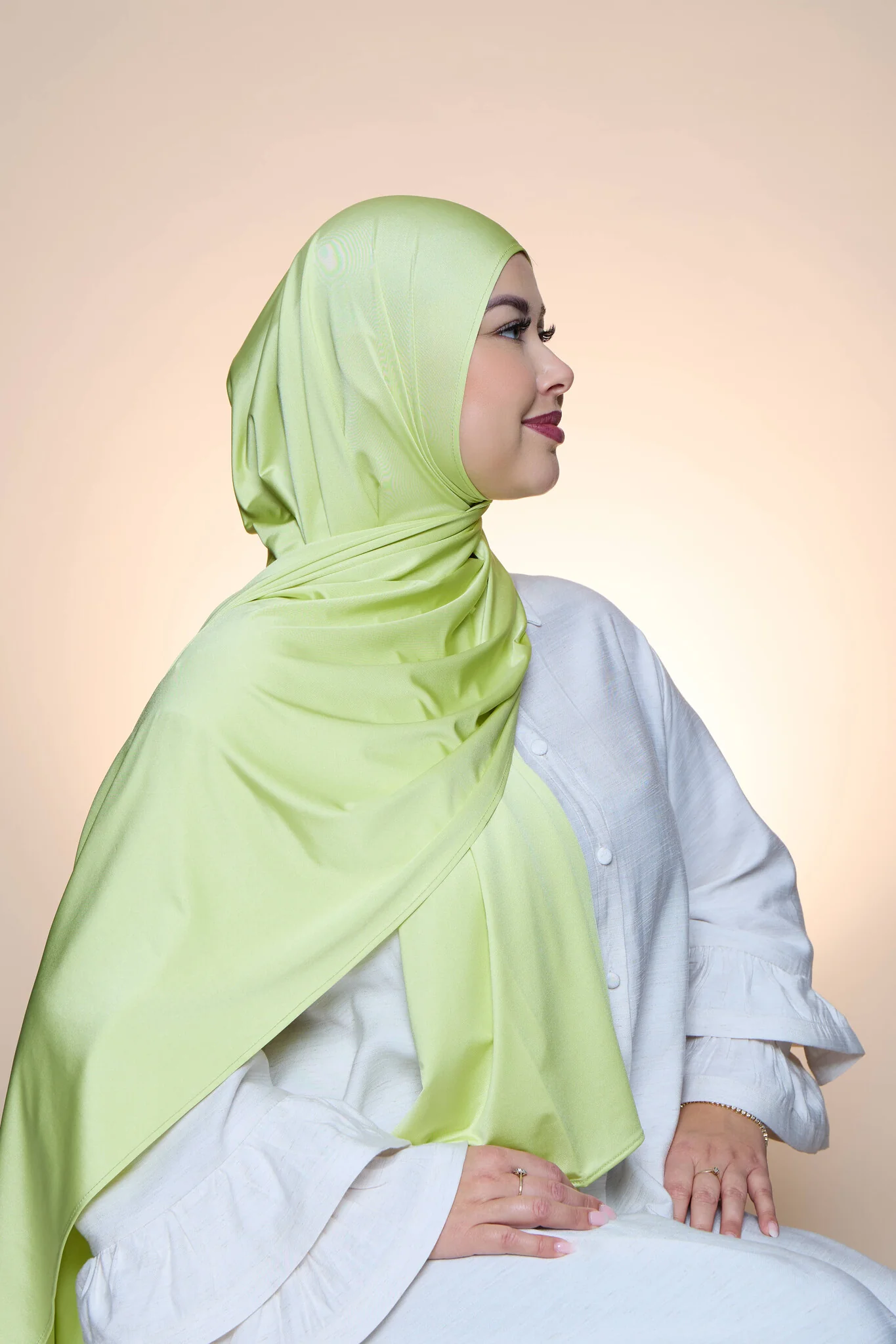 Hijab Premium Satin Mae Tea Green - Image 3