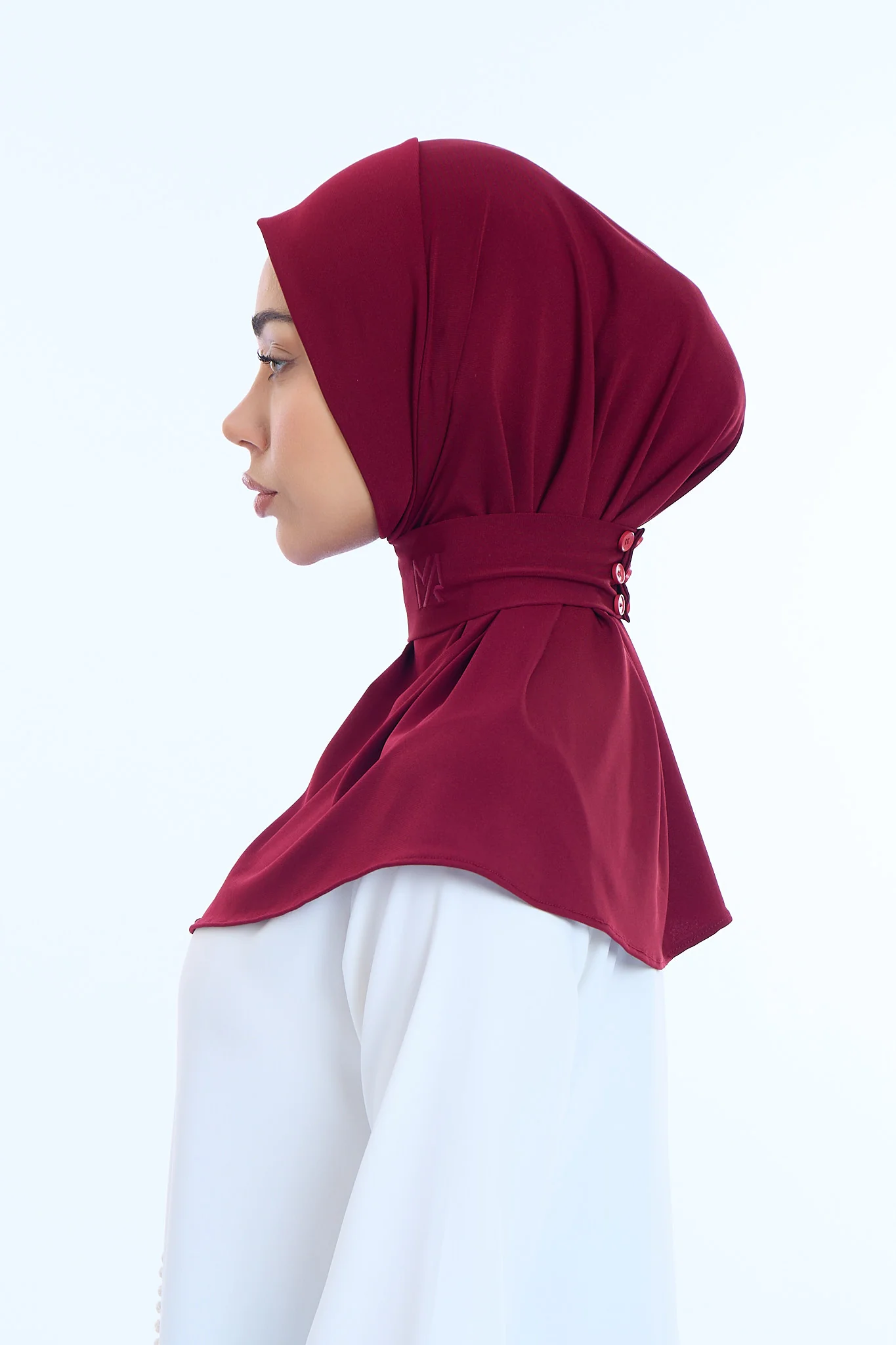 Instant Hijab Premium II Burgundy Wine - Image 3