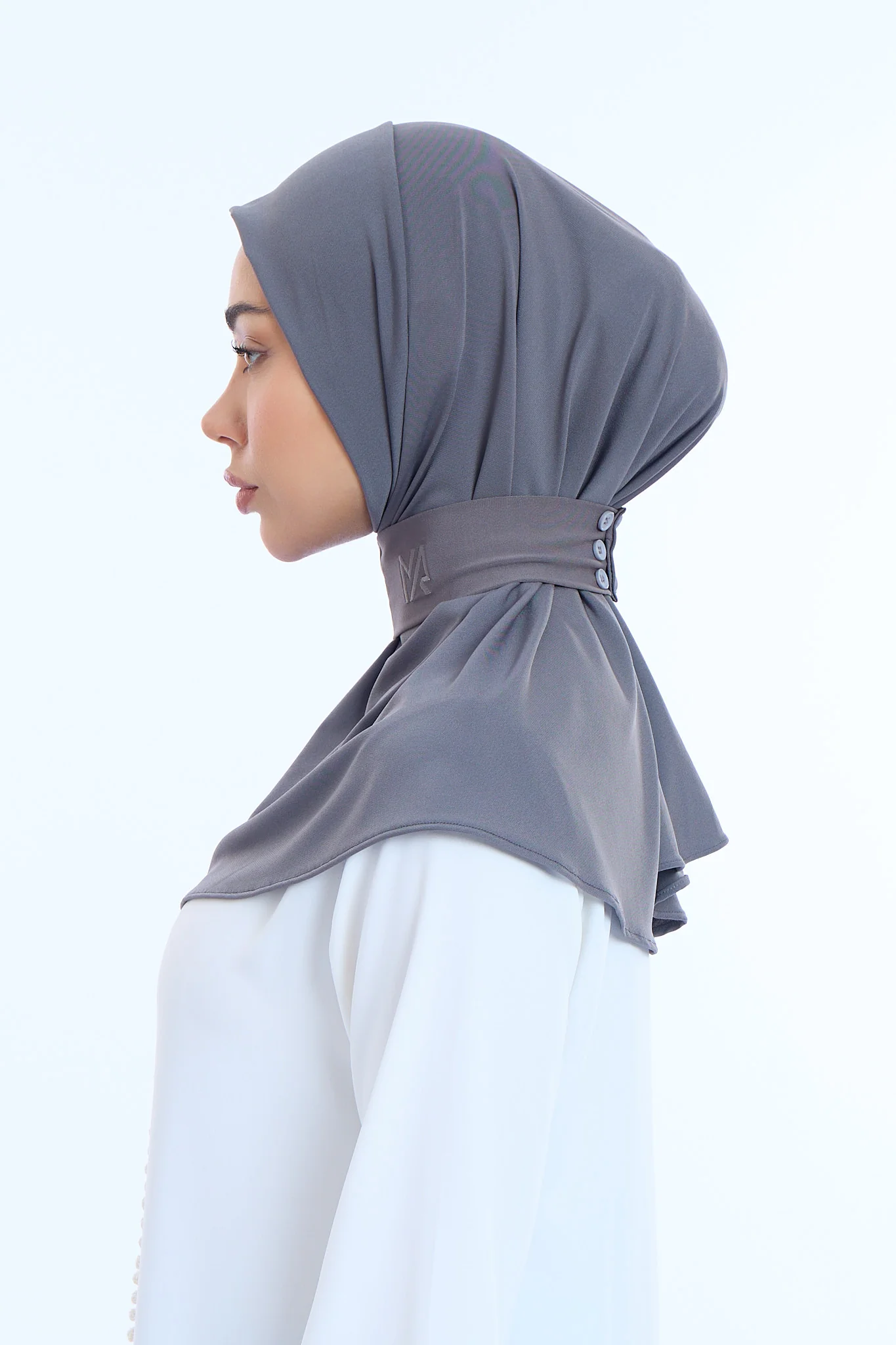 Instant Hijab Premium II Charcoal Blue - Image 3