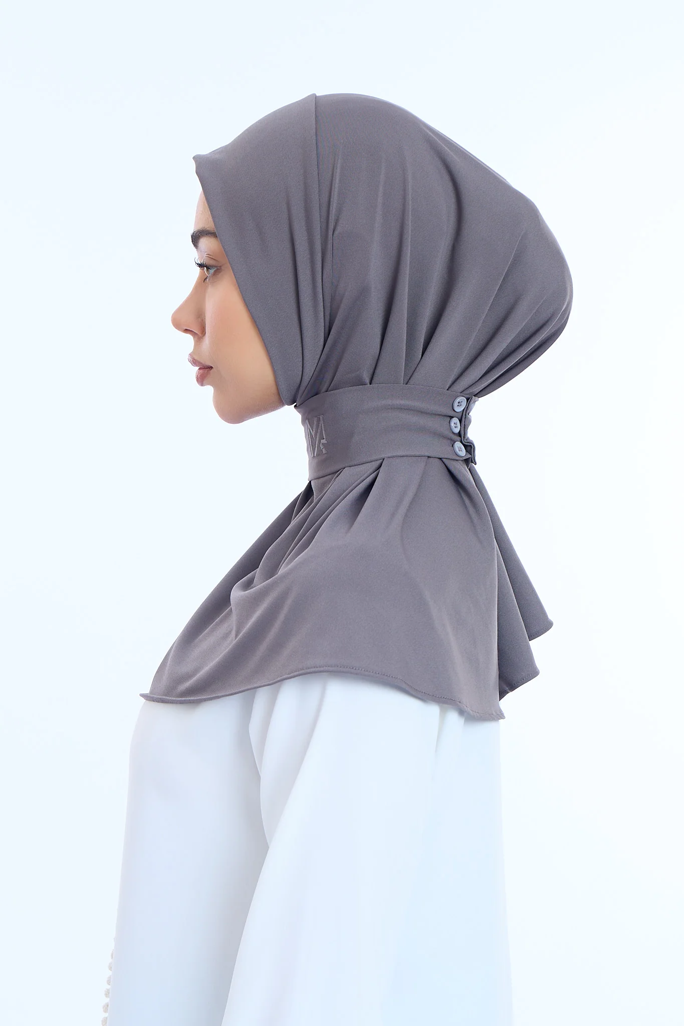 Instant Hijab Premium II Charcoal Grey - Image 3