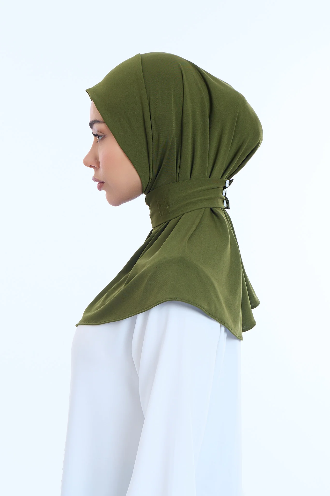 Instant Hijab Premium II Dark Olive - Image 2