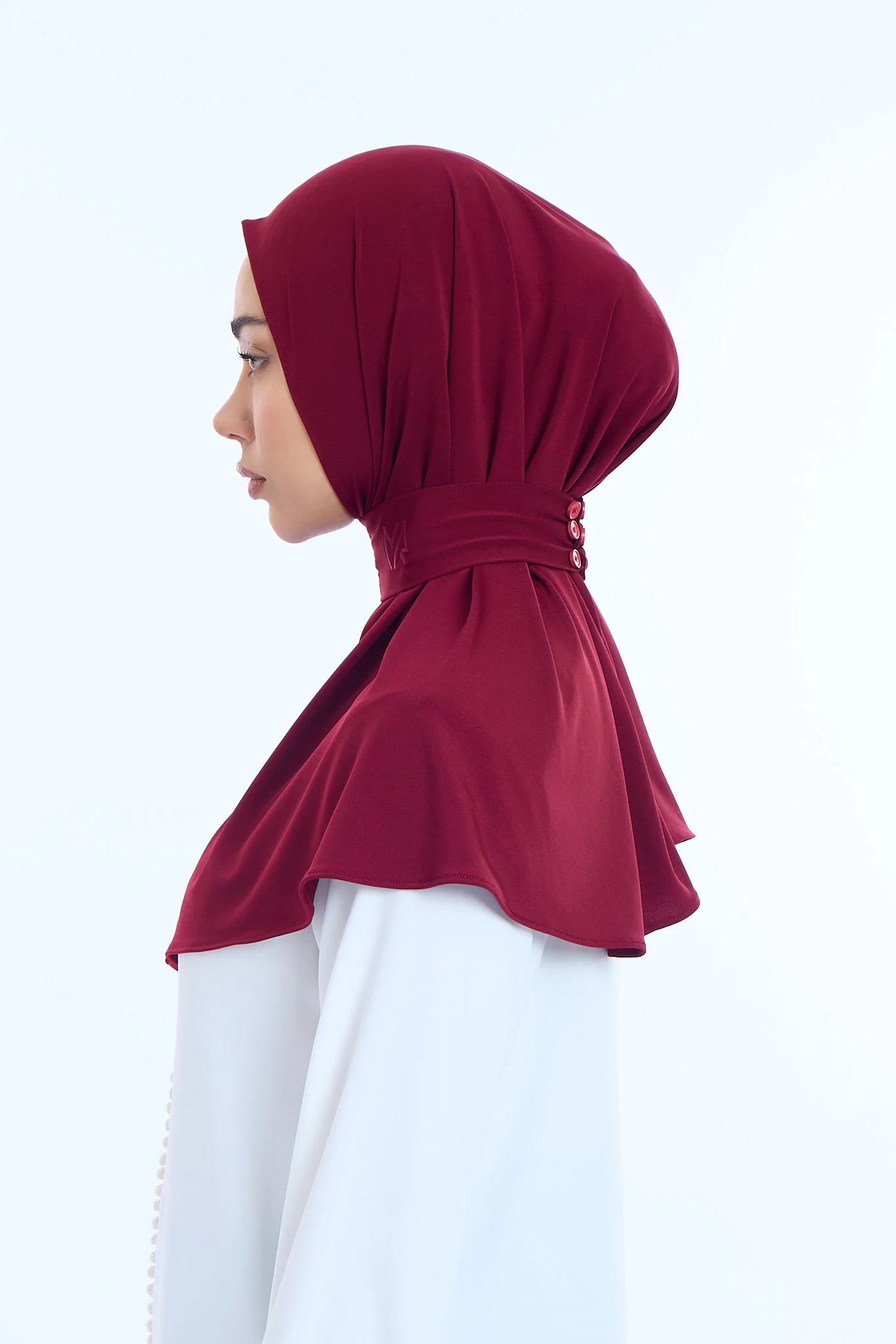Instant Hijab Premium I Burgundy Wine - Image 3