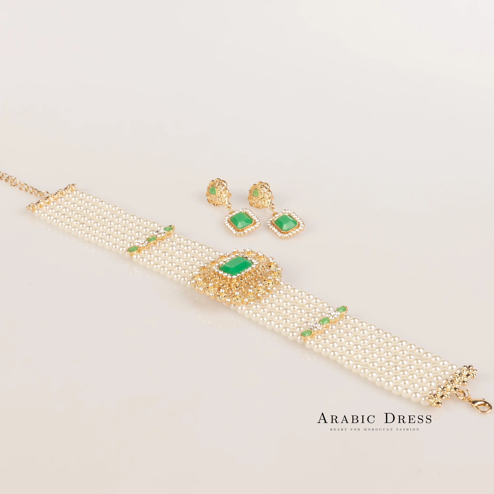 Nono pearl  white/green necklace set - Image 3