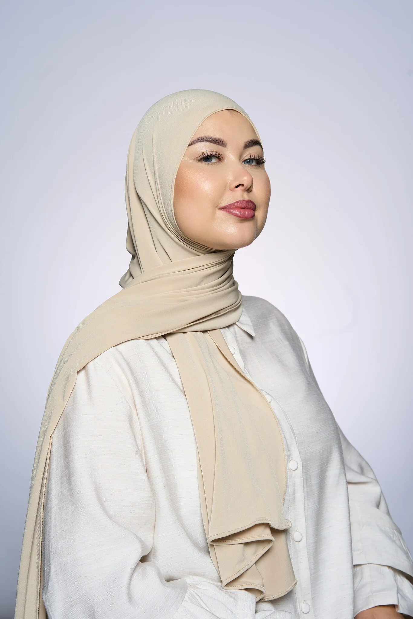 Premium Jersey Hijab Fin -  Almond - Image 3