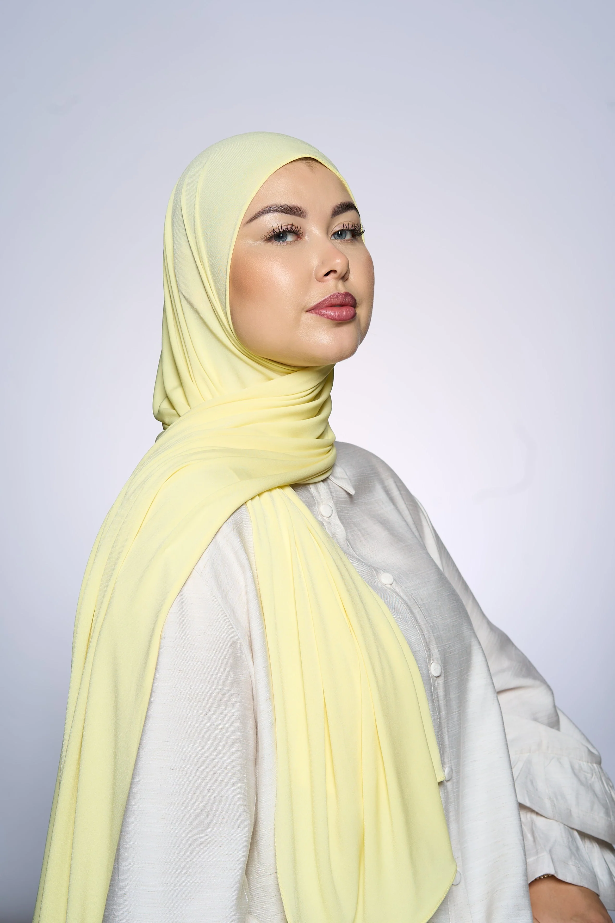 Premium Jersey Hijab Fin - Butter Yellow