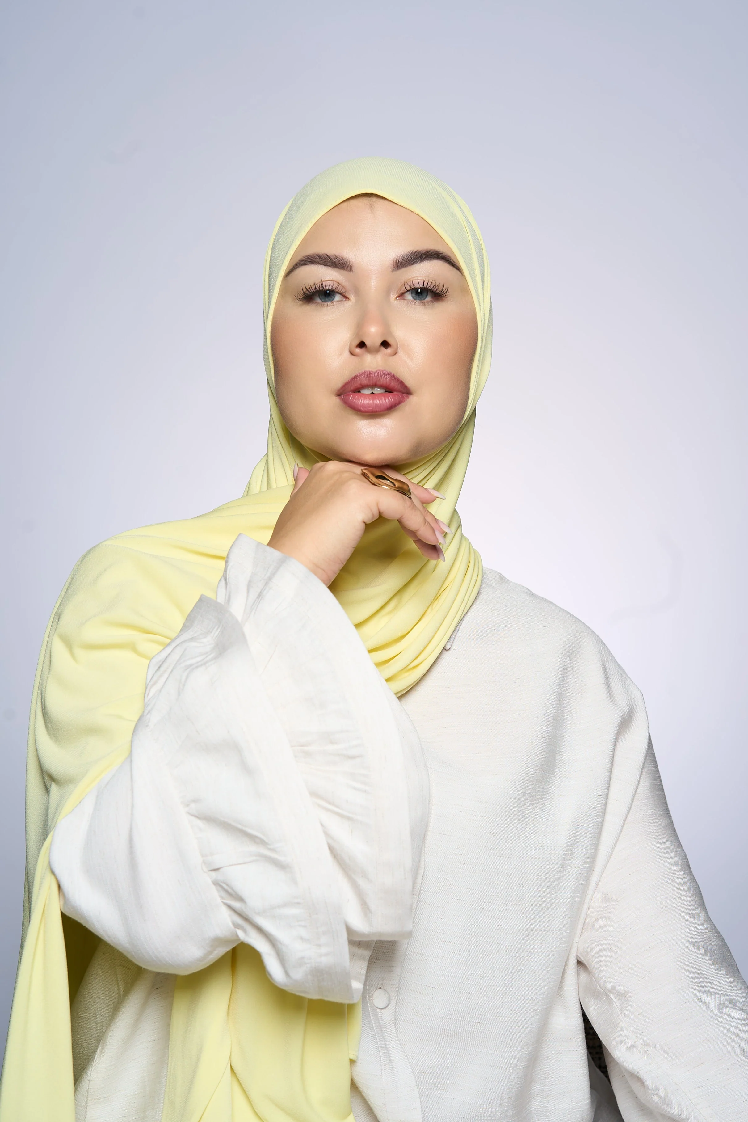 Premium Jersey Hijab Fin - Butter Yellow - Image 3