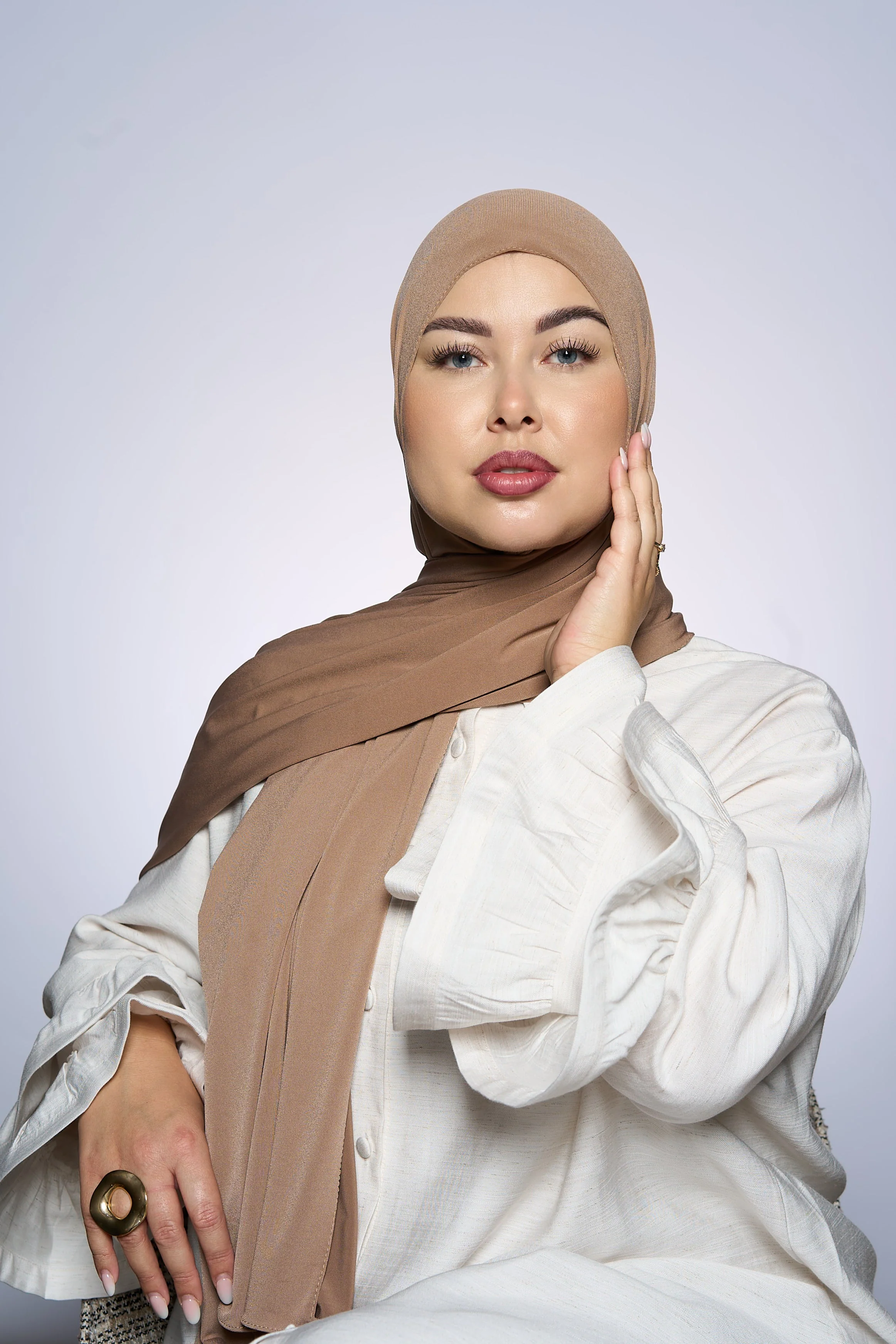 Premium Jersey Hijab Fin - Cacao - Image 2