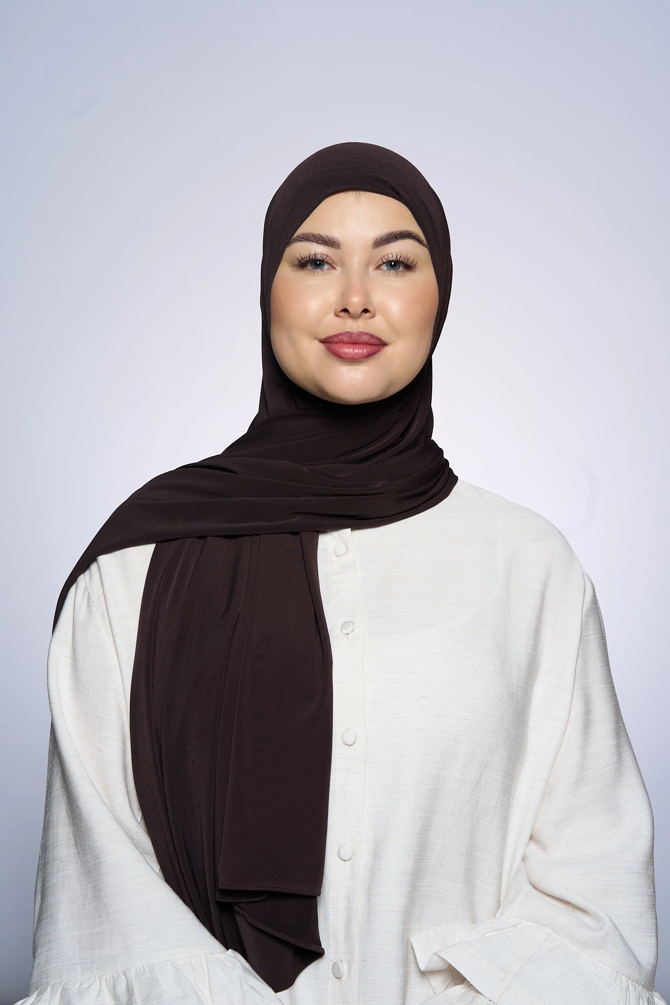 Premium Jersey Hijab Fin - Coffee Brown - Image 3