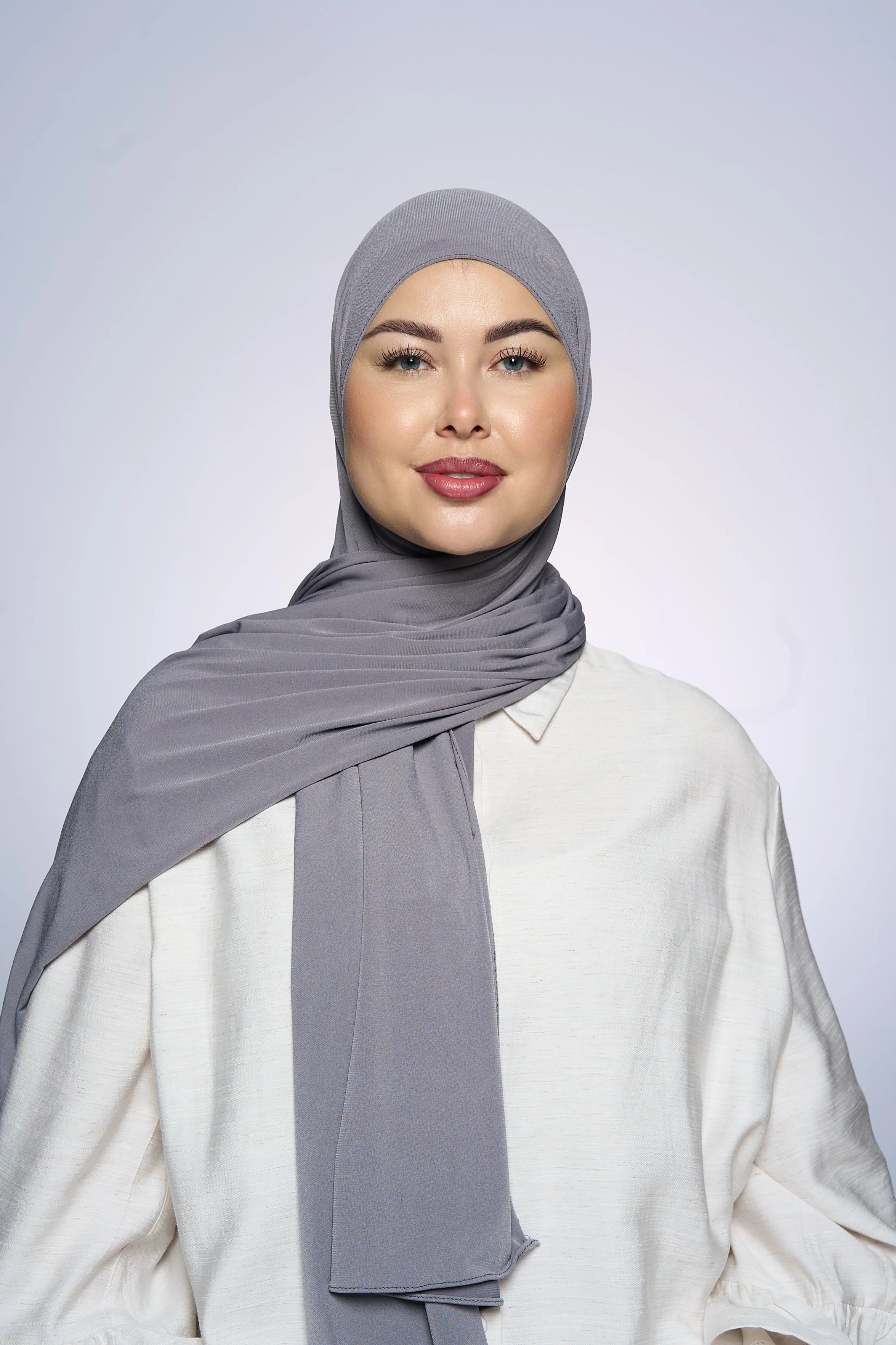 Premium Jersey Hijab Fin - Dark Gray - Image 3