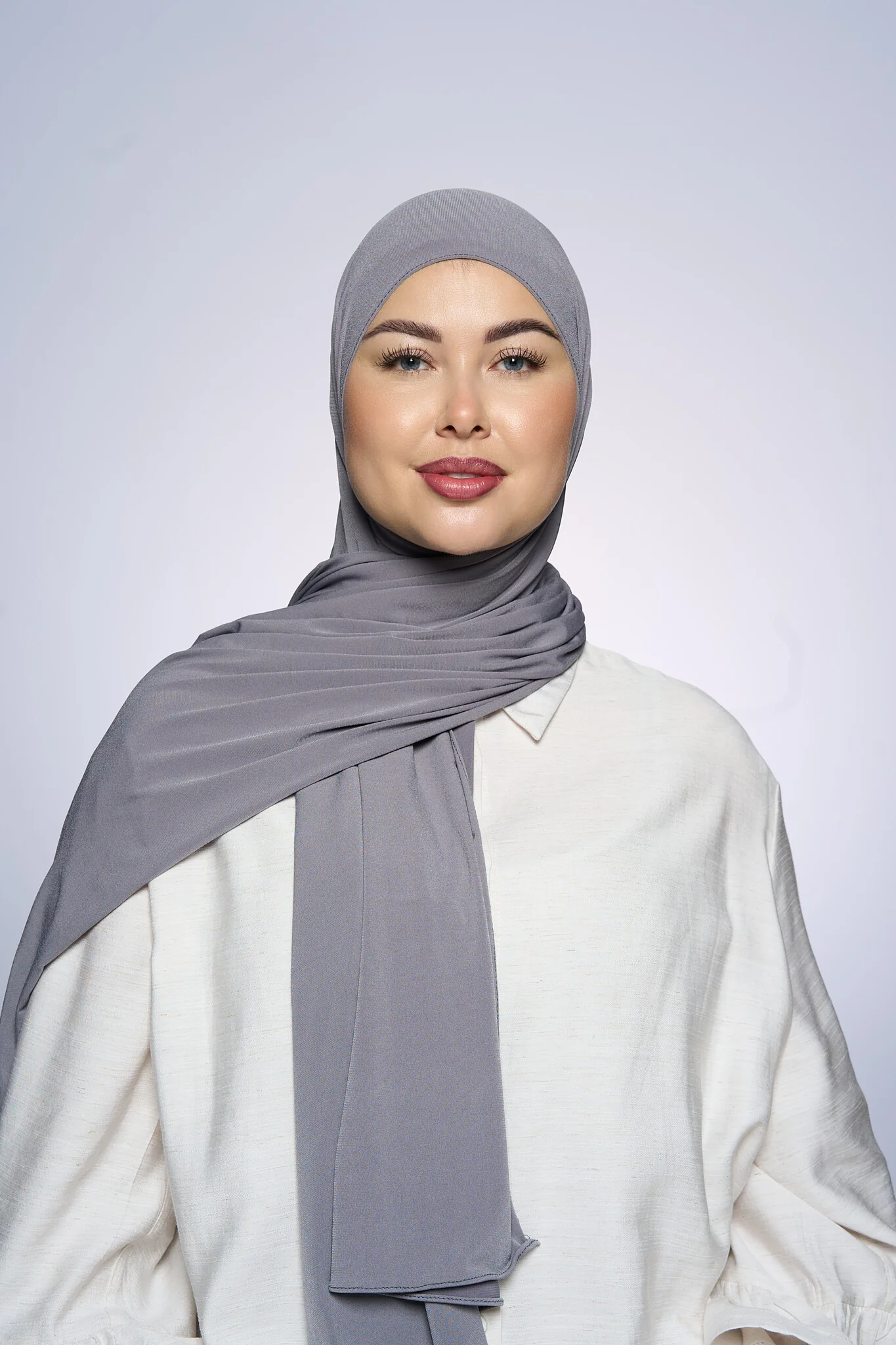 Premium Jersey Hijab Fin -  Dark Gray - Image 3