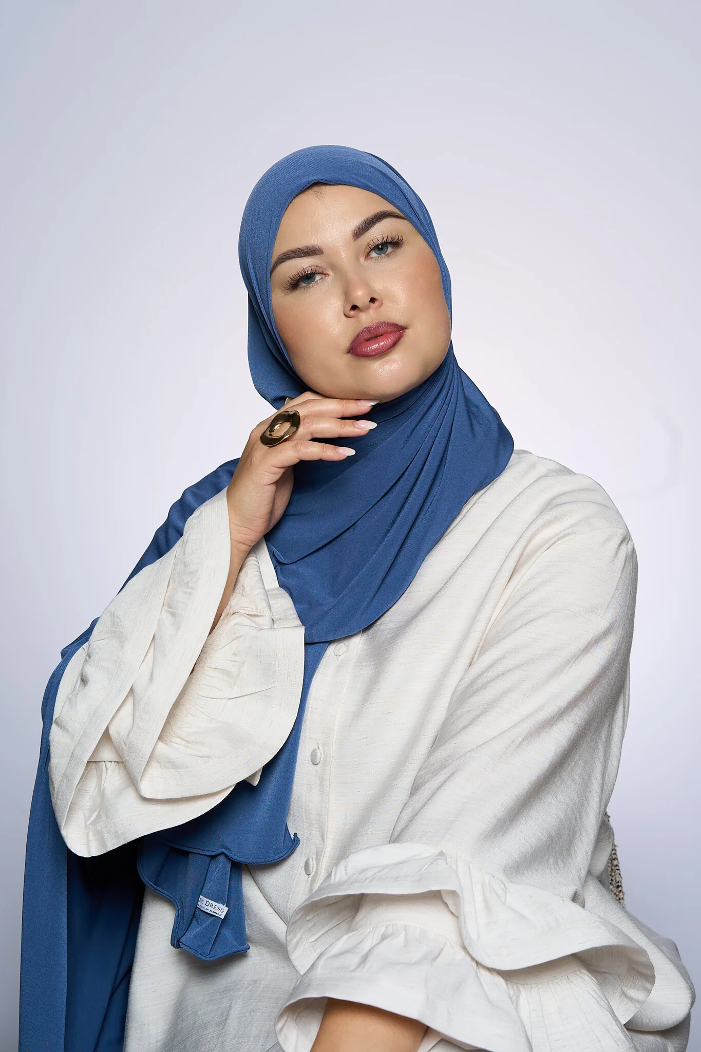 Premium Jersey Hijab Fin -  Dark Olive Gray - Image 2