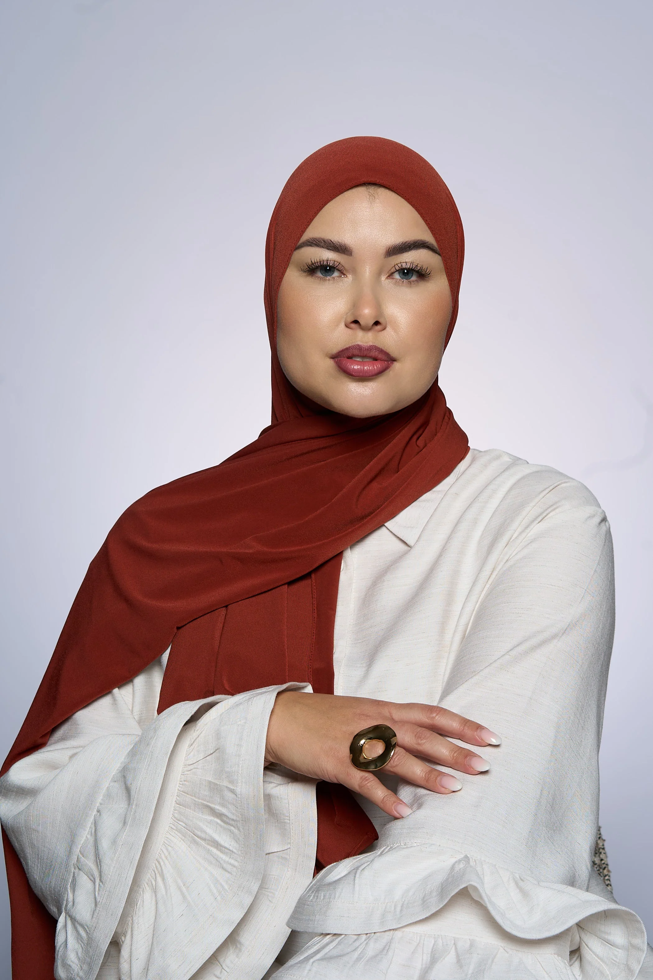 Premium Jersey Hijab Fin - Grape Orange - Image 3