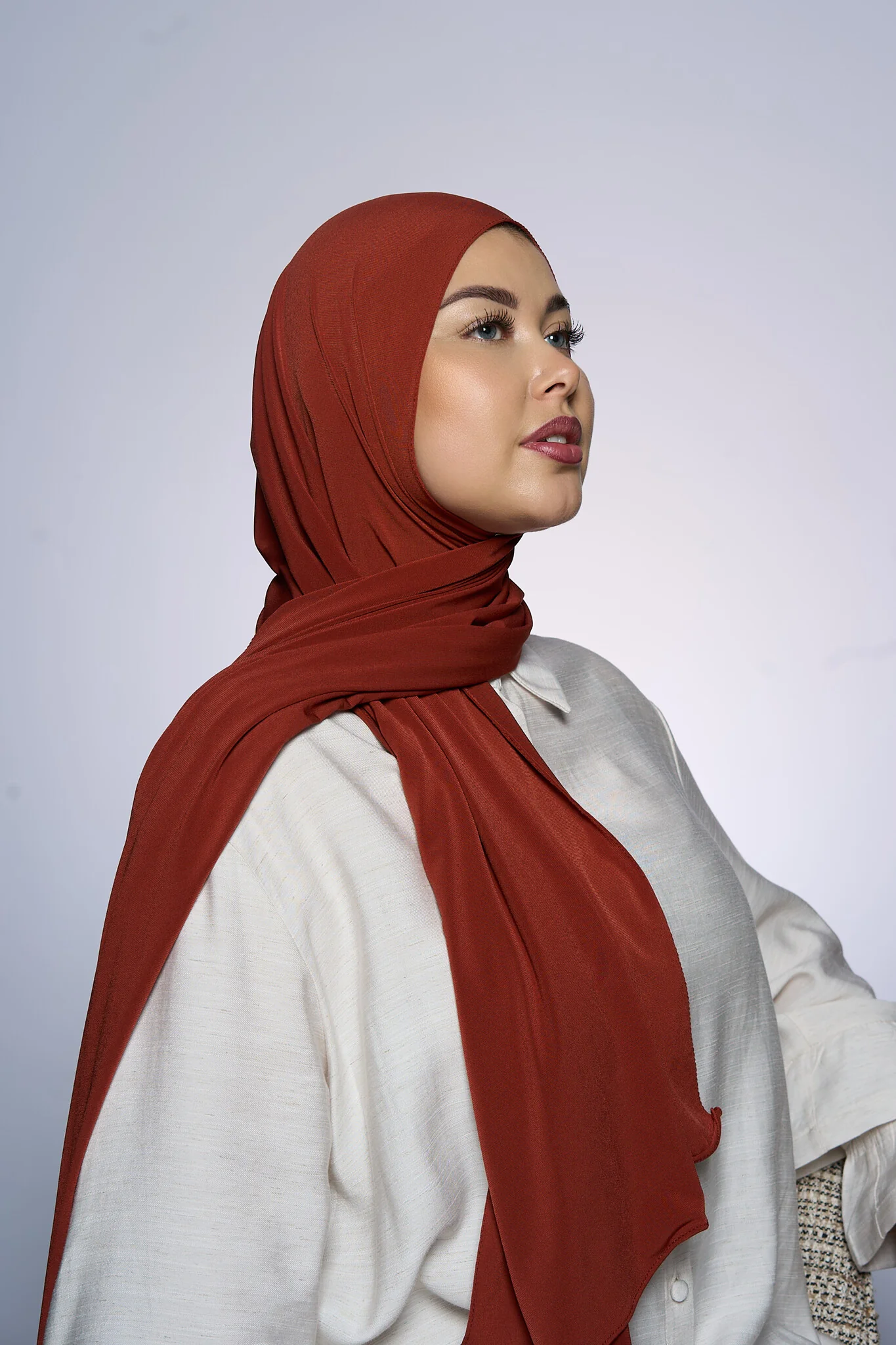 Premium Jersey Hijab Fin -  Grape Orange