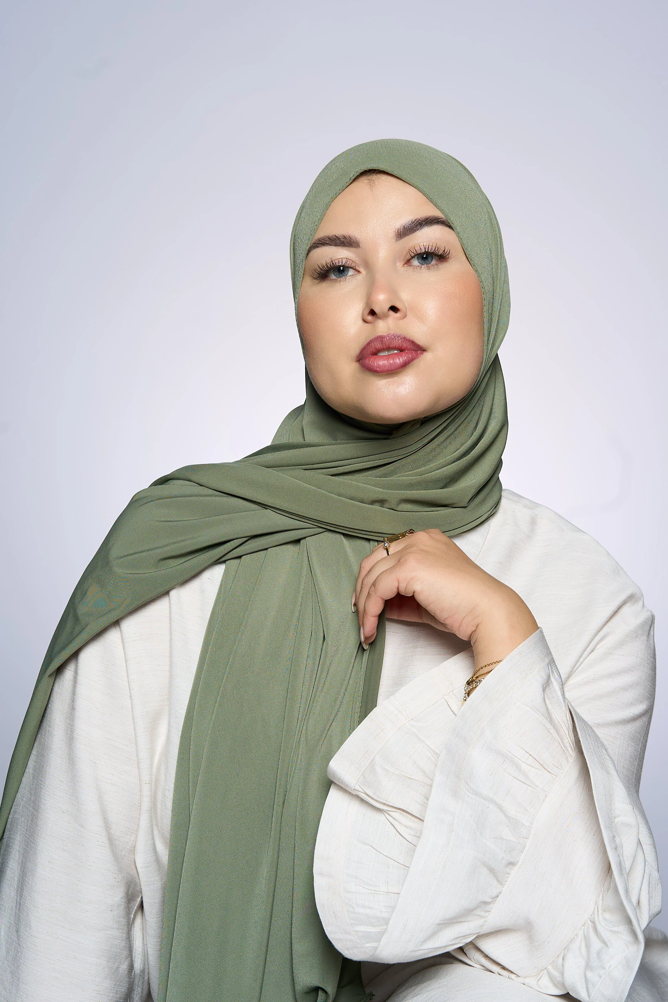 Premium Jersey Hijab Fin -   Khaki - Image 2
