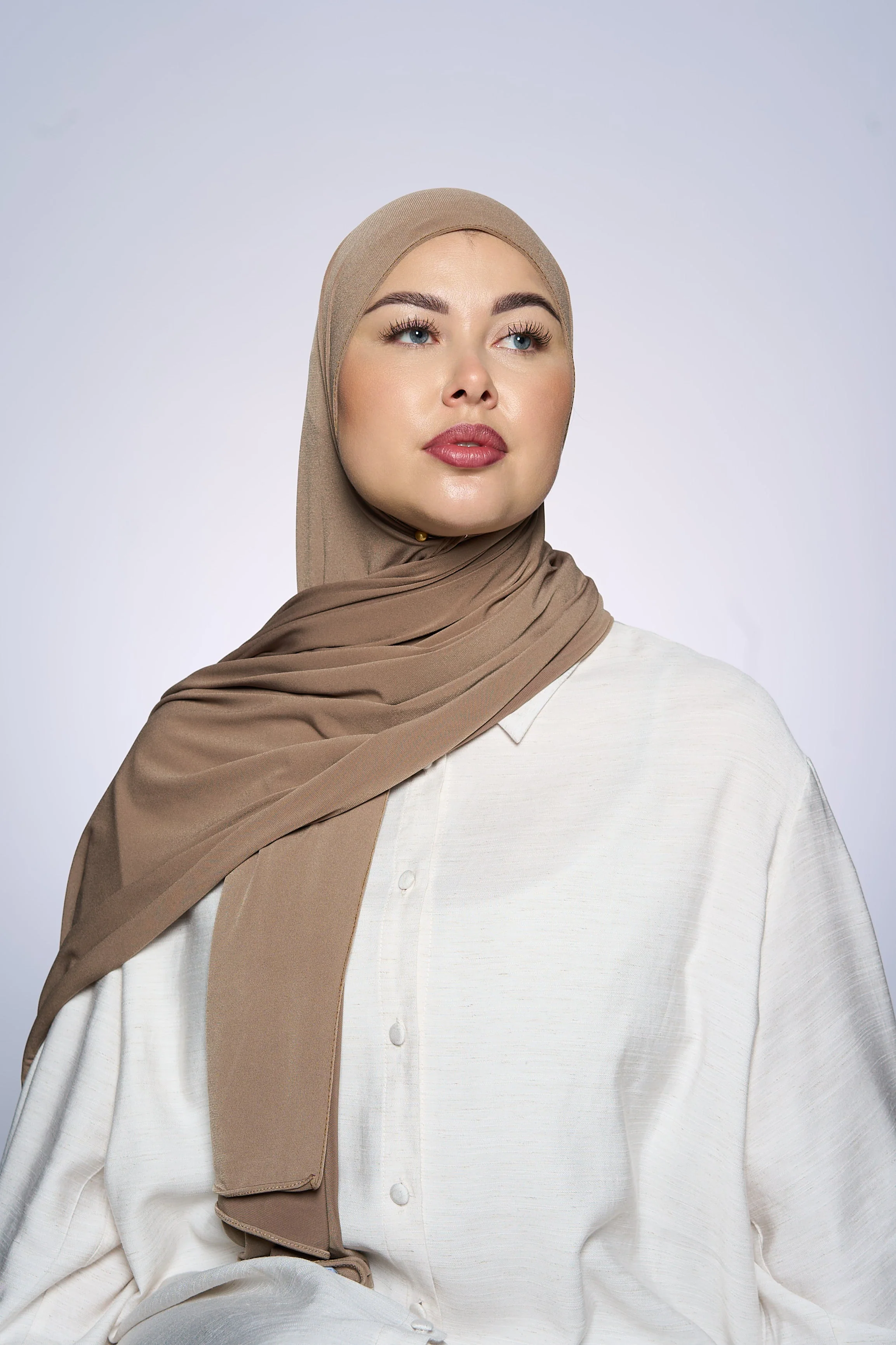 Premium Jersey Hijab Fin - Koper Roze - Image 3