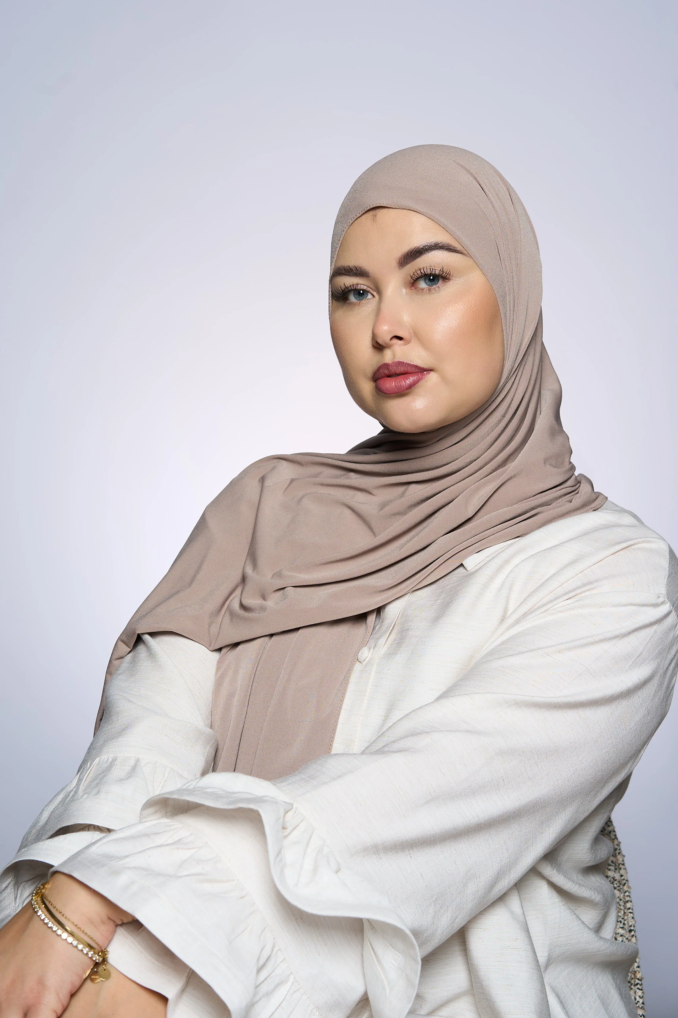 Premium Jersey Hijab Fin - Light Grape - Image 3