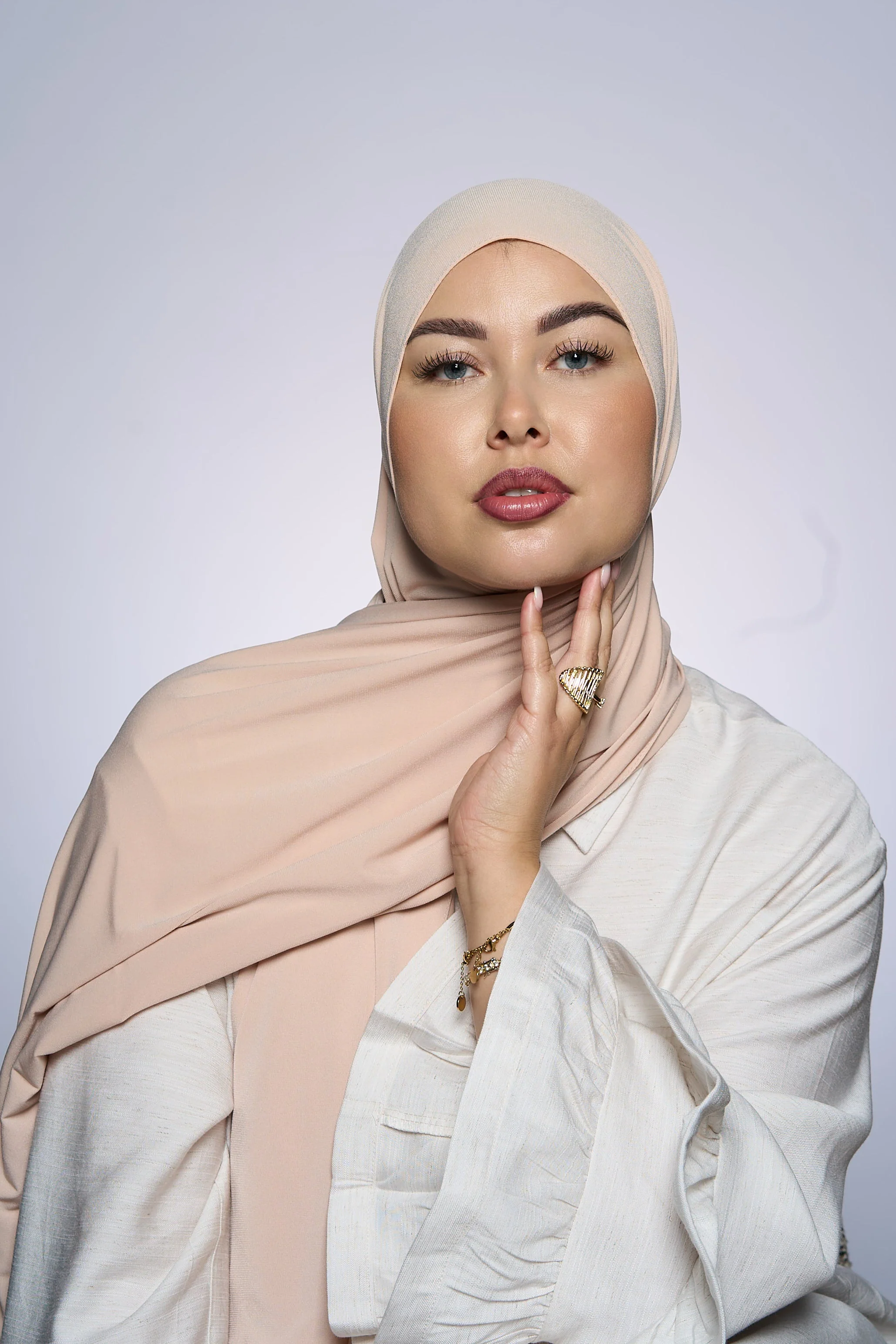 Premium Jersey Hijab Fin - Light Nany - Image 3