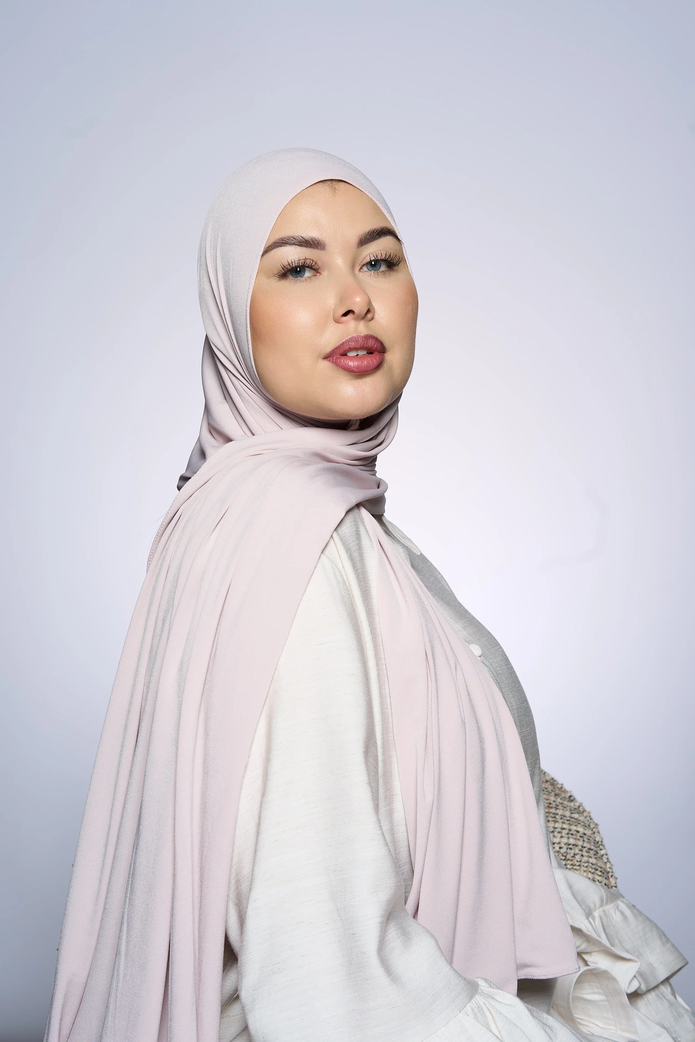 Premium Jersey Hijab Fin - Light Parel