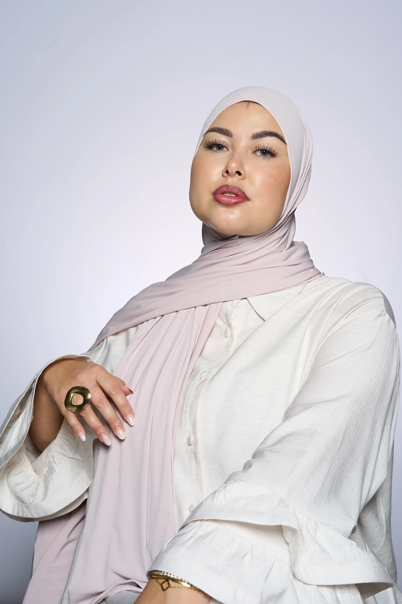 Premium Jersey Hijab Fin - Light Parel - Image 2
