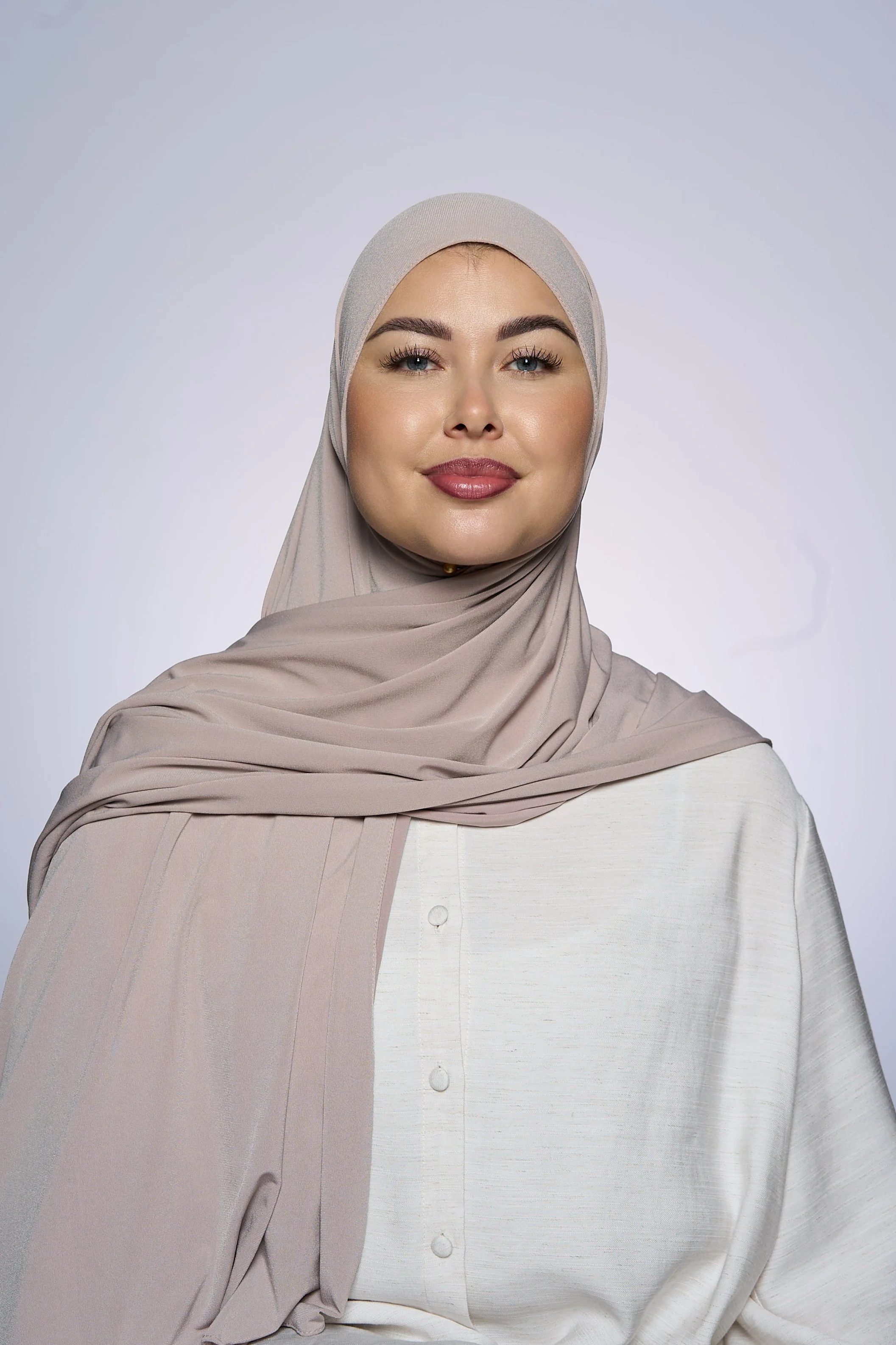 Premium Jersey Hijab Fin - Light Peach - Image 2