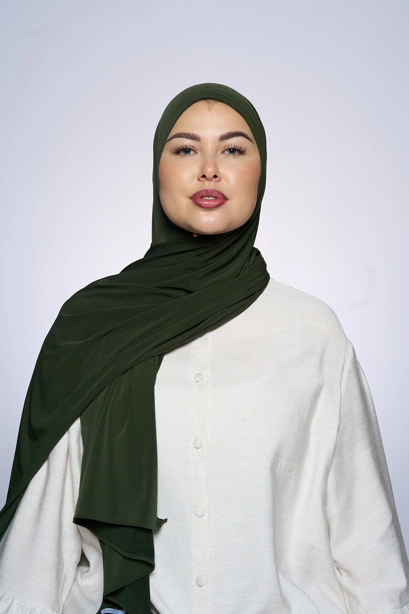 Premium Jersey Hijab Fin -  Moss Green - Image 3