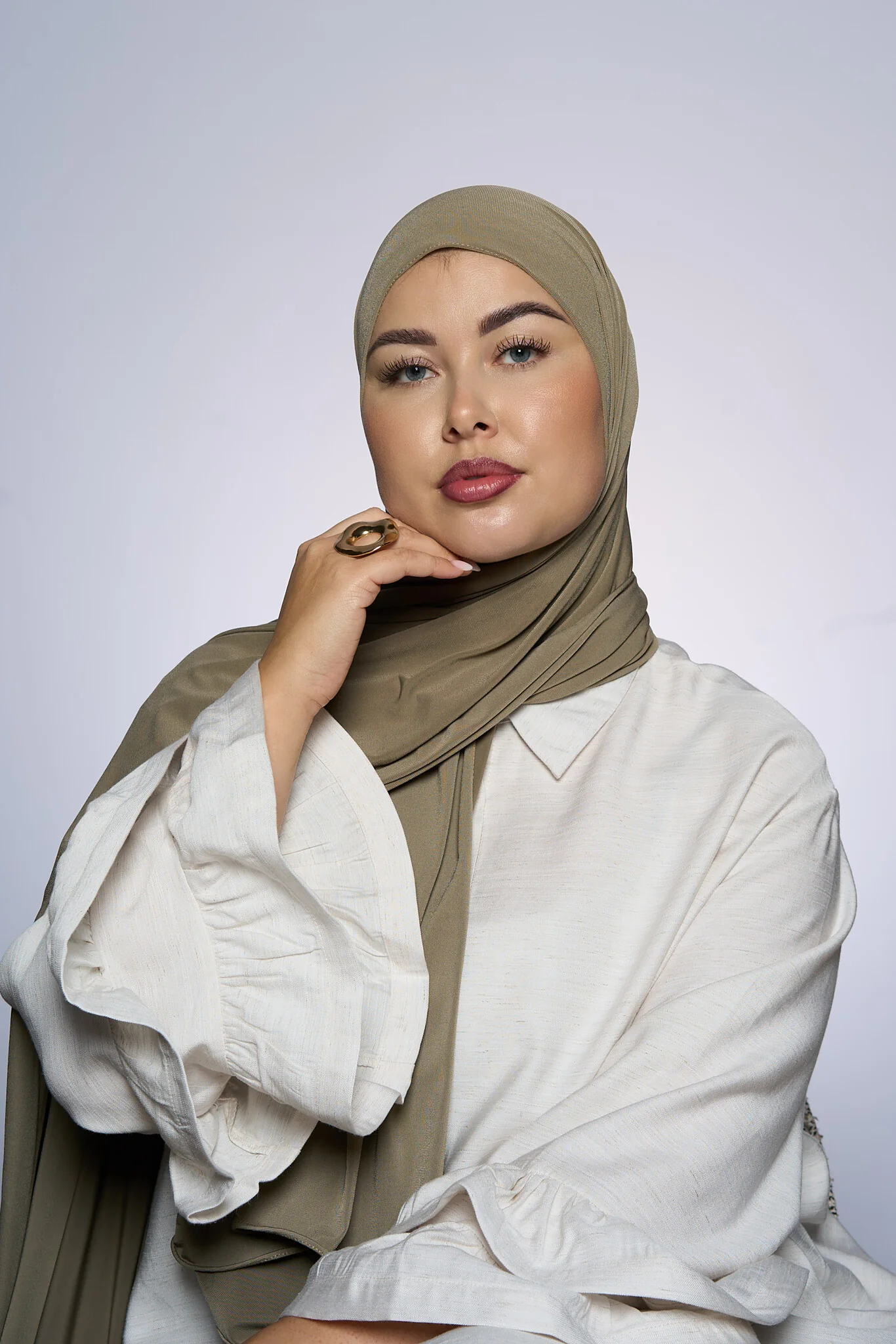 Premium Jersey Hijab Fin -  Oyster Green - Image 2