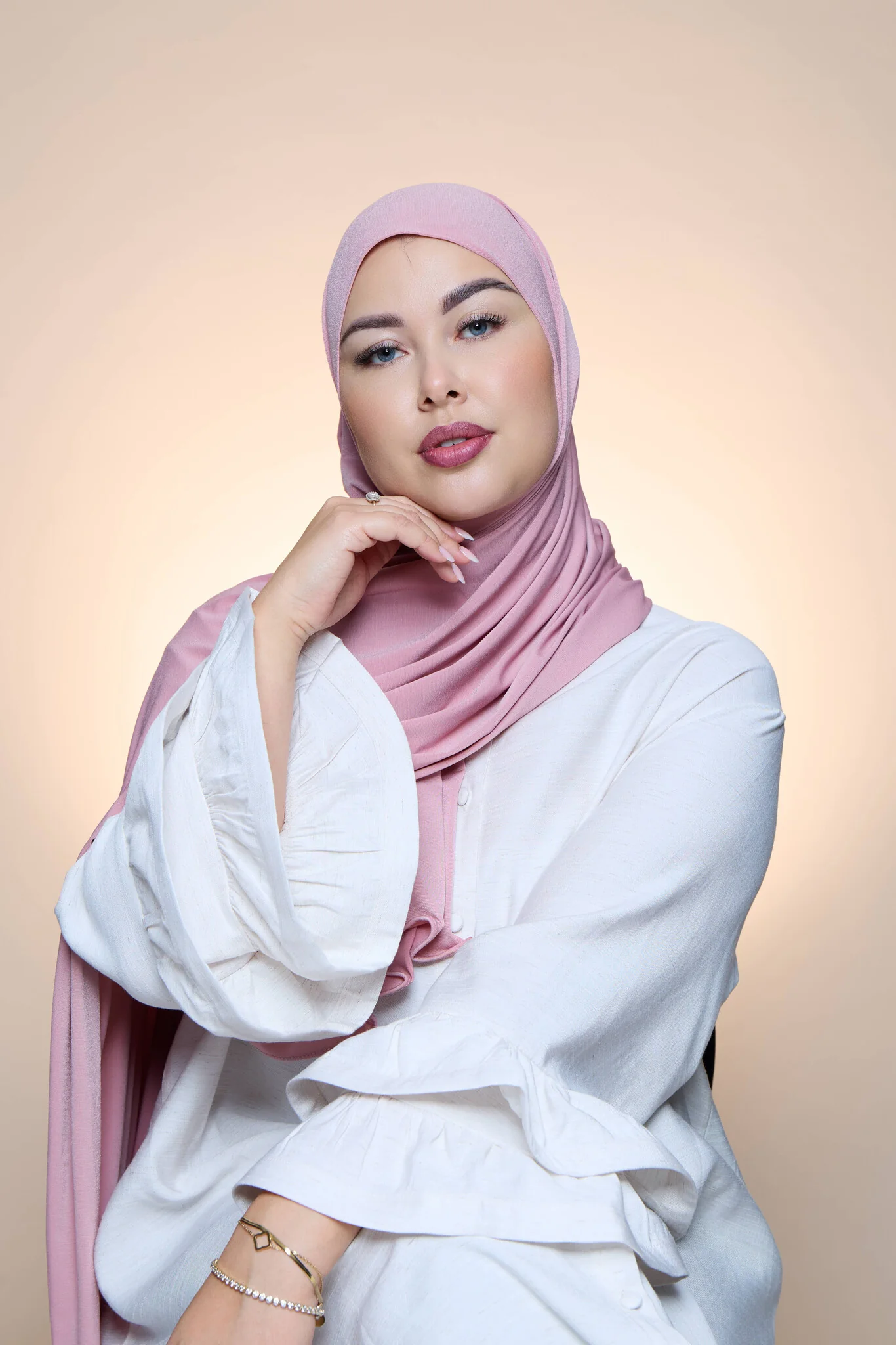 Premium Jersey Hijab Fin -  Paleviolet Pink - Image 2