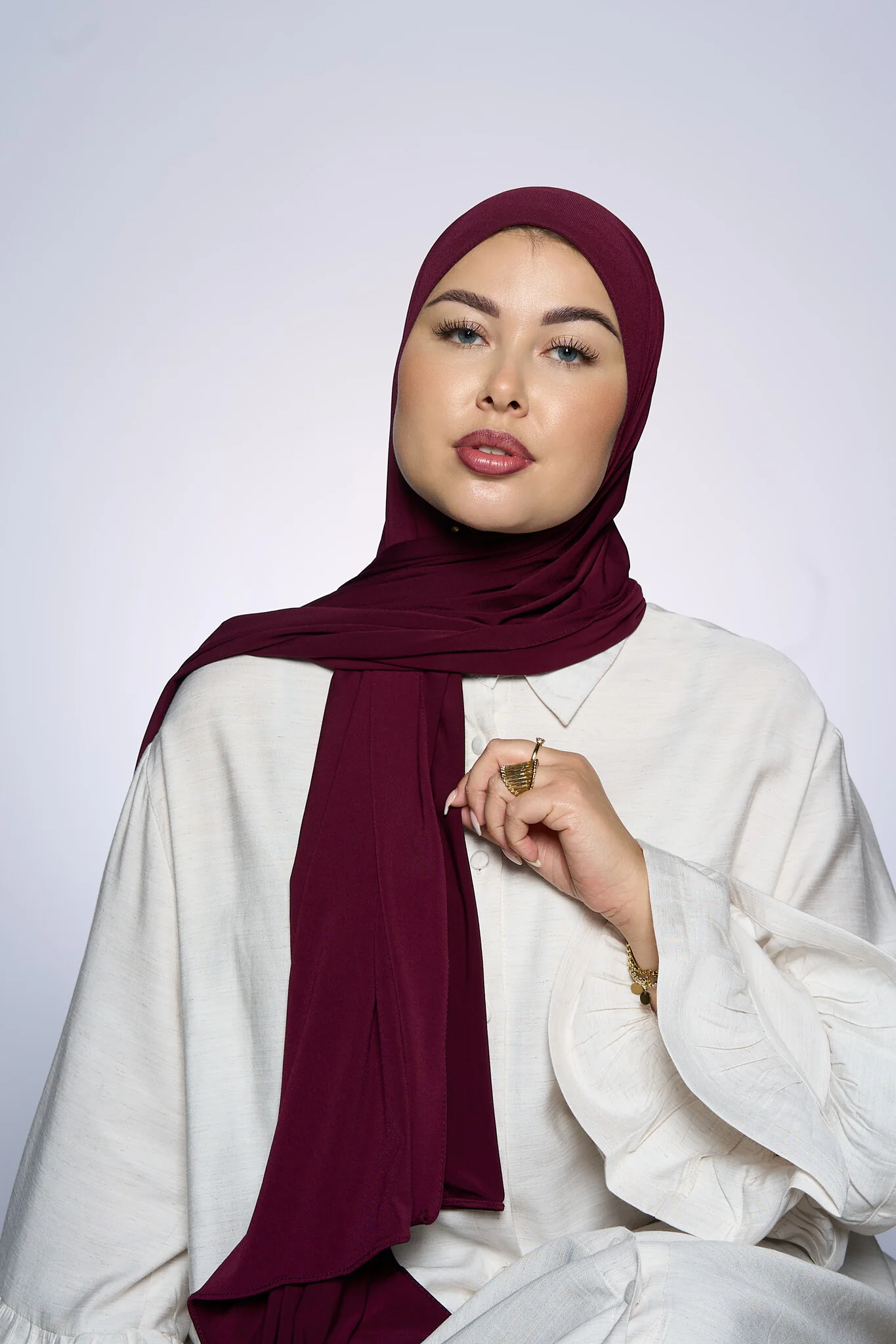 Premium Jersey Hijab Fin - Port Pomegranate - Image 2