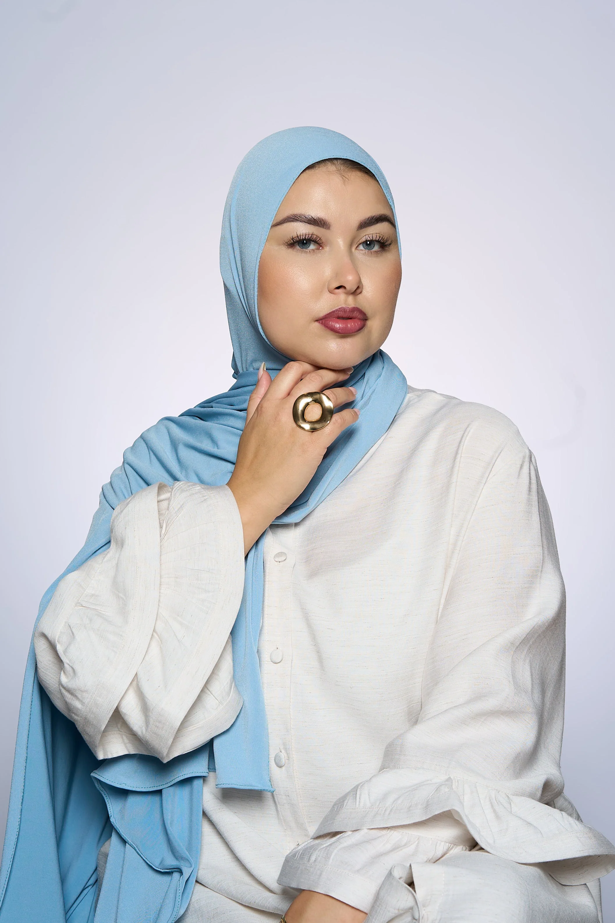 Premium Jersey Hijab Fin - Sea Gray - Image 3