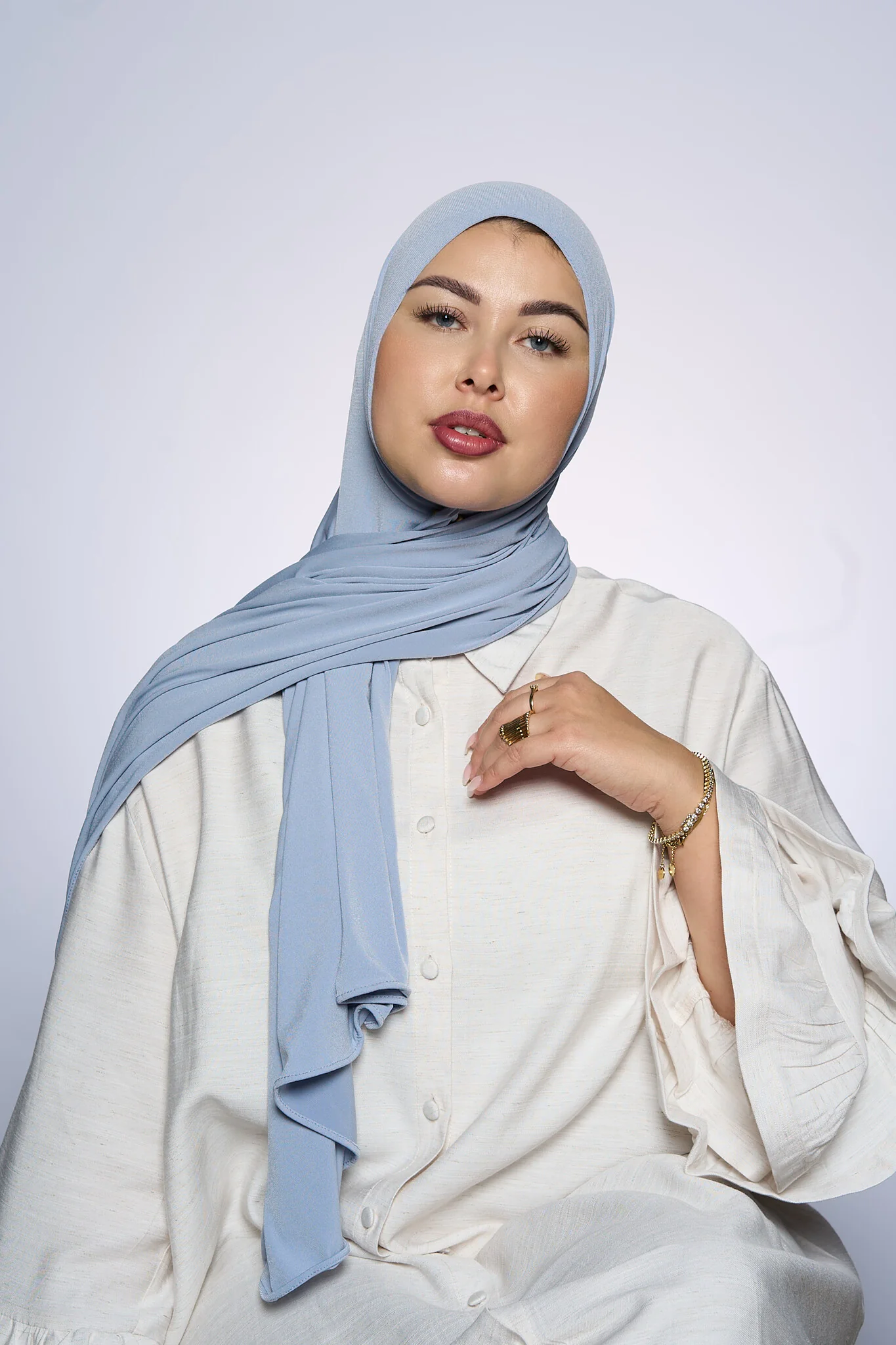 Premium Jersey Hijab Fin -   Silver Gray - Image 2