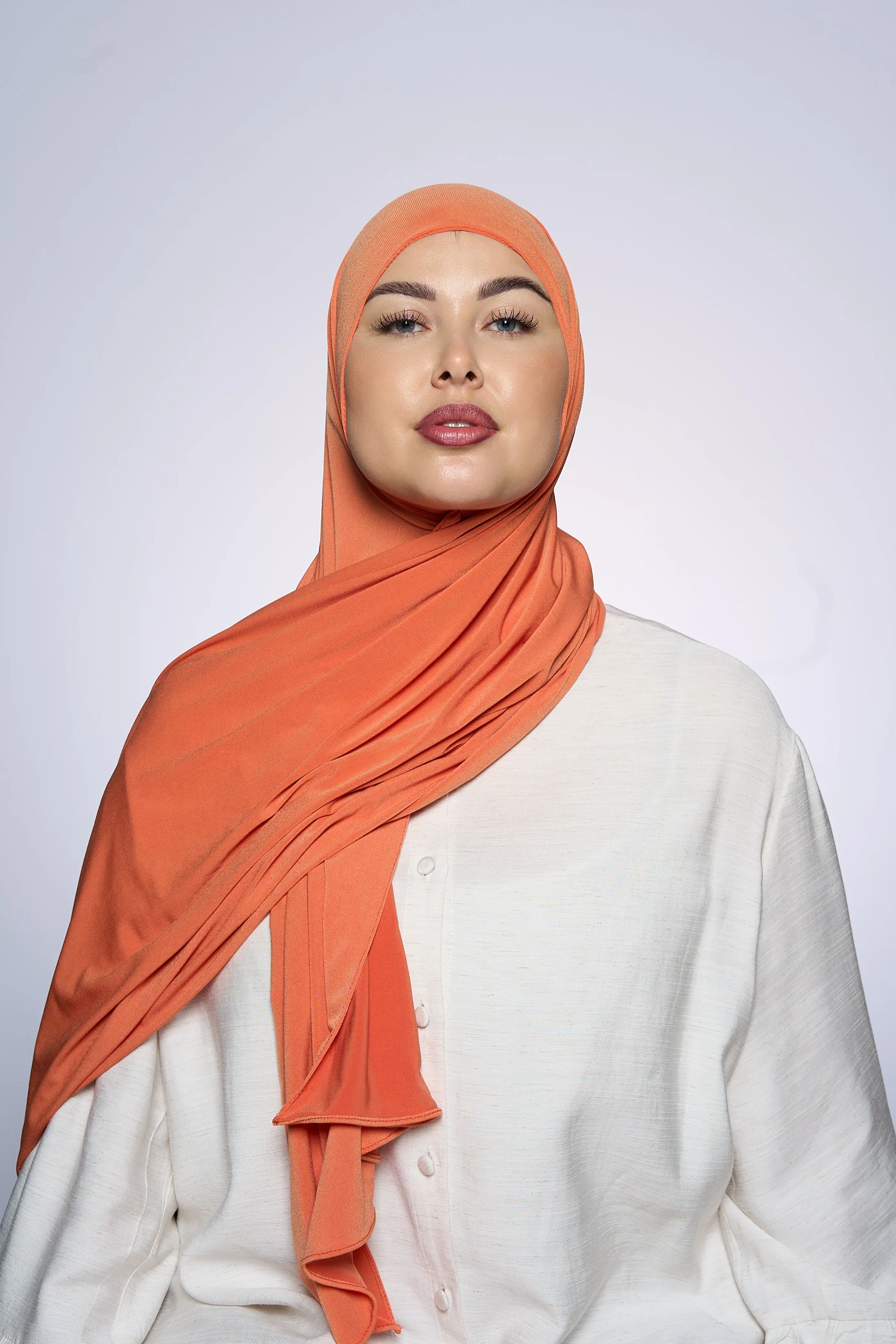 Premium Jersey Hijab Fin - Tangerine - Image 2