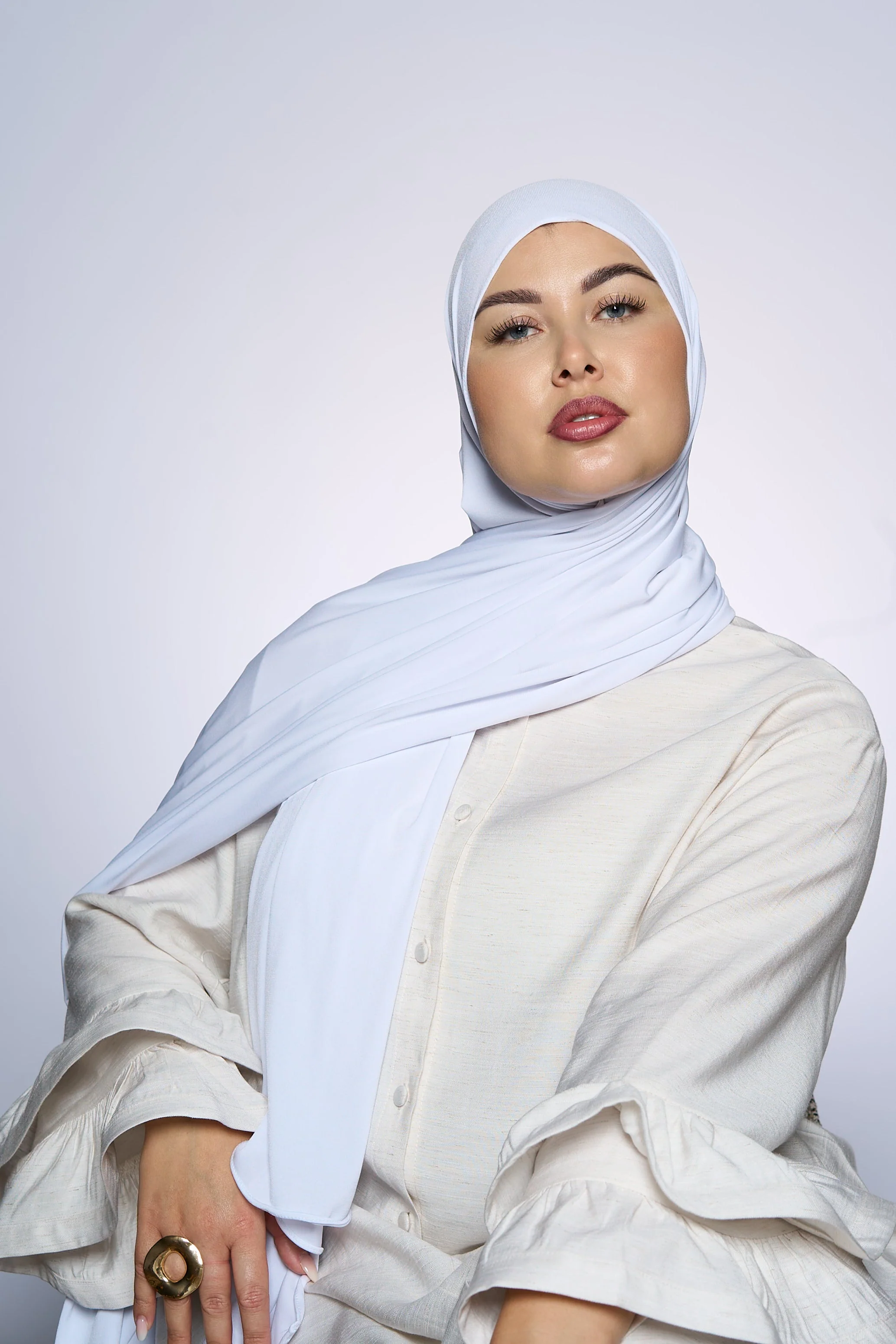 Premium Jersey Hijab Fin - White - Image 2