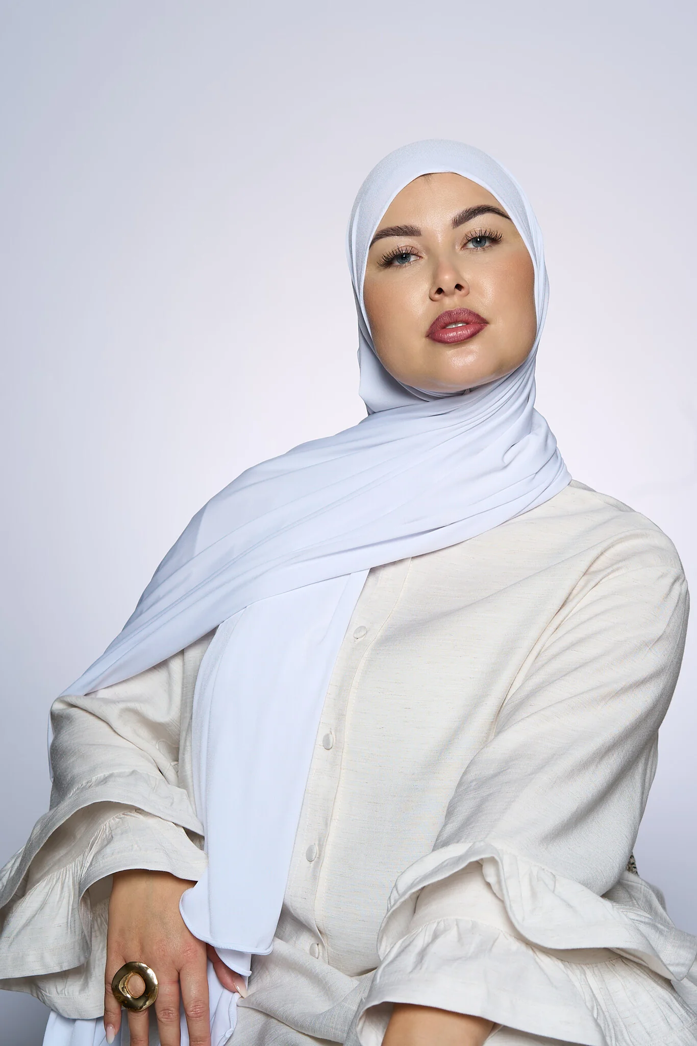 Premium Jersey Hijab Fin -  White - Image 2